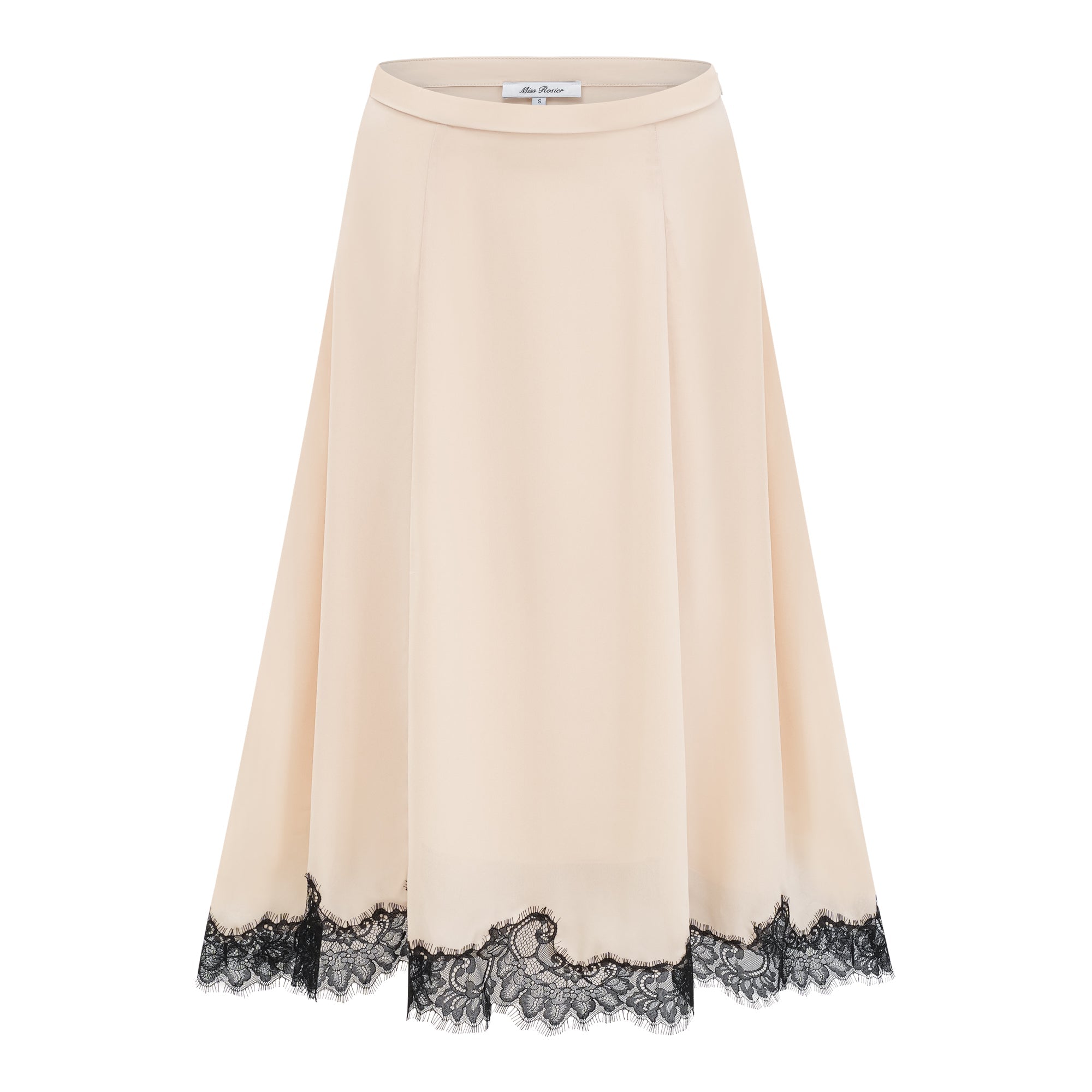 Zsófia Neutral Lace Panel Chiffon Top & Skirt Matching Set (Final Sale)