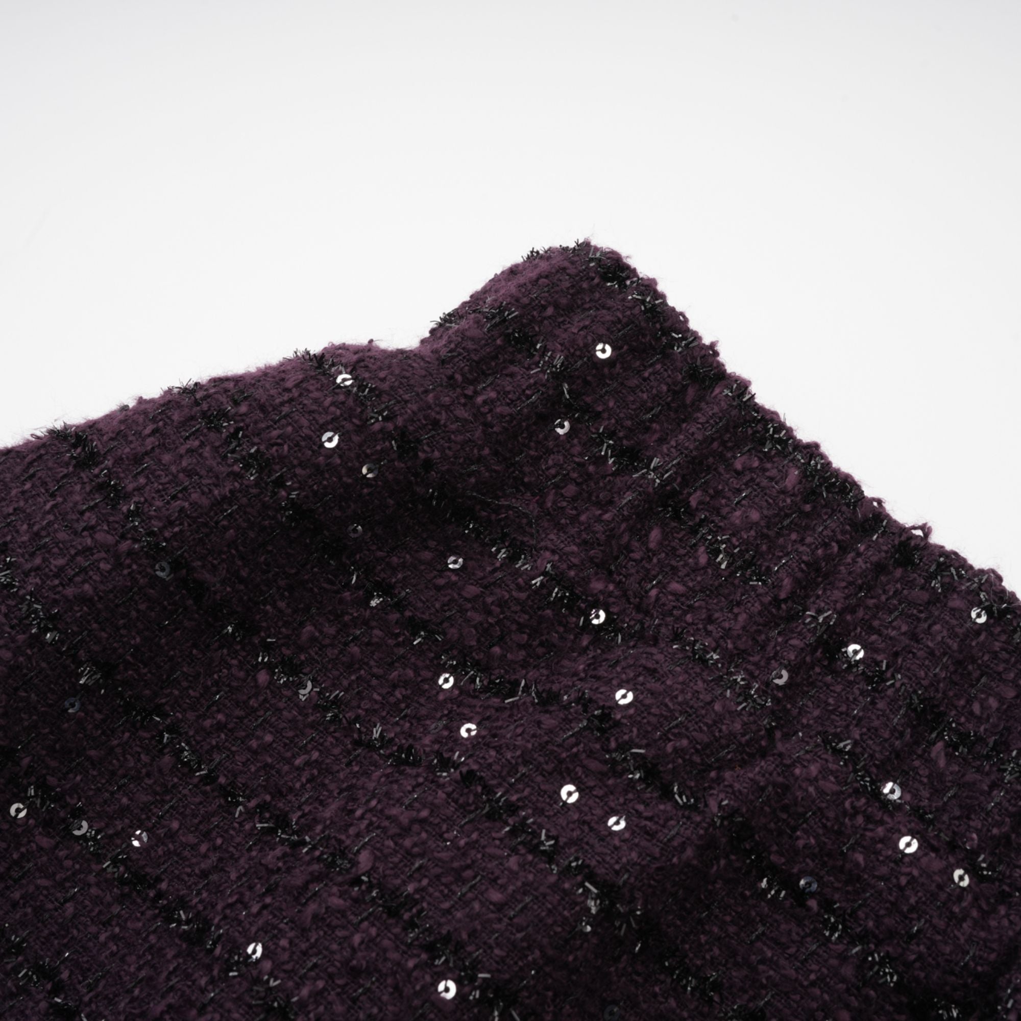 Brigitte purple sequined tweed jacket & skirt matching set (Final Sale-US Only)
