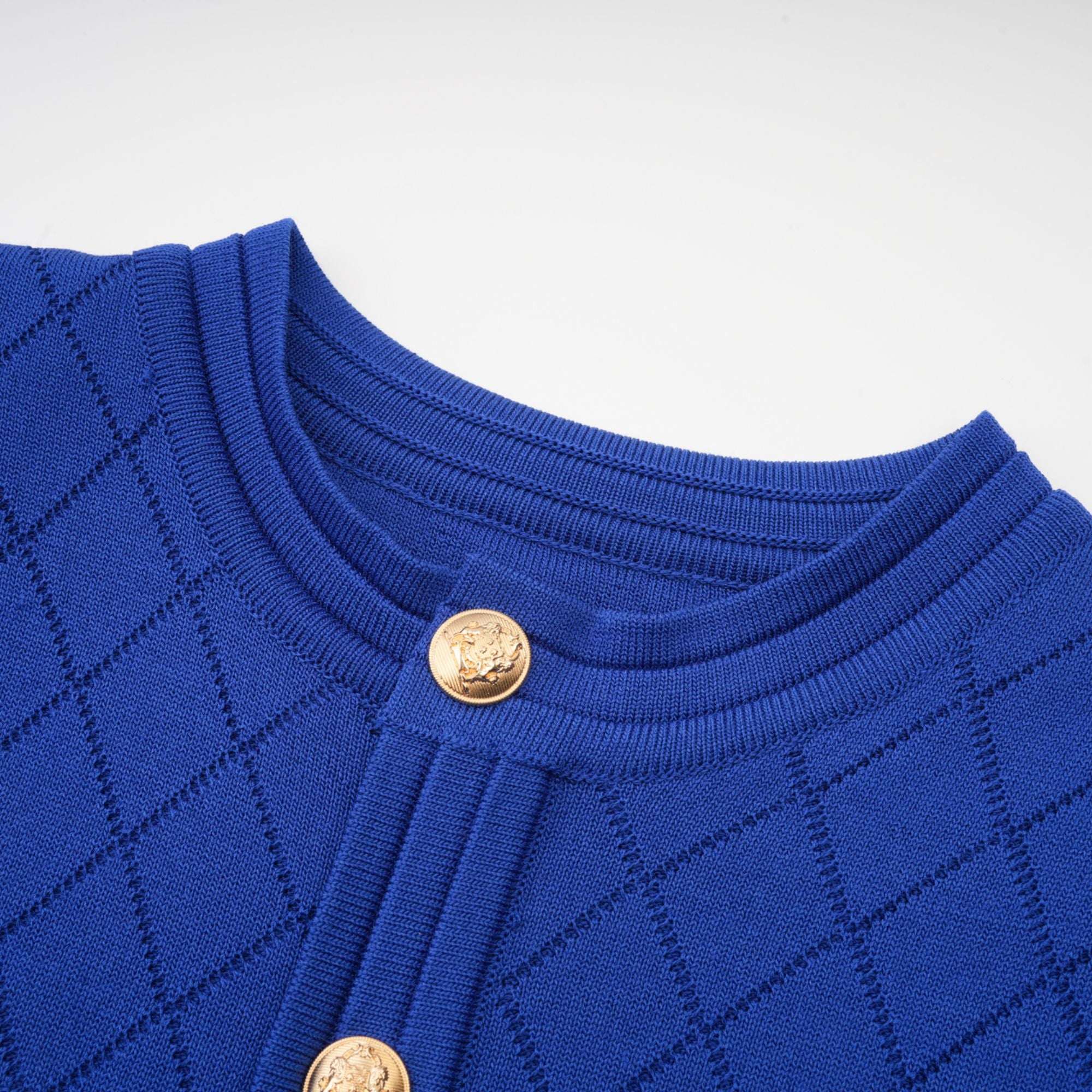 Maëlys blue button-detail knitted top & skirt matching set (Final Sale)