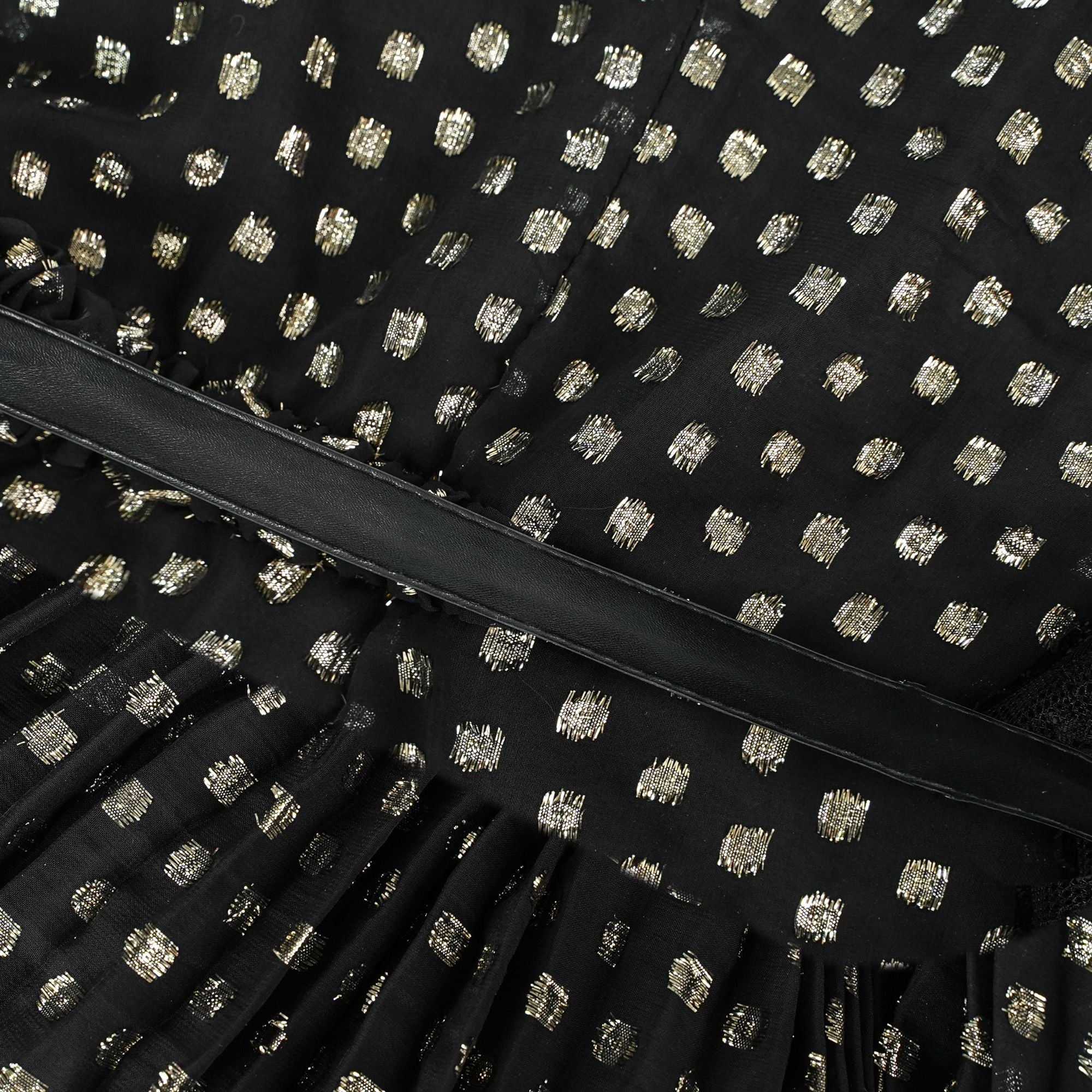 Aloïse Black Polka Dot Pleated Midi Dress (Final Sale-US Only)