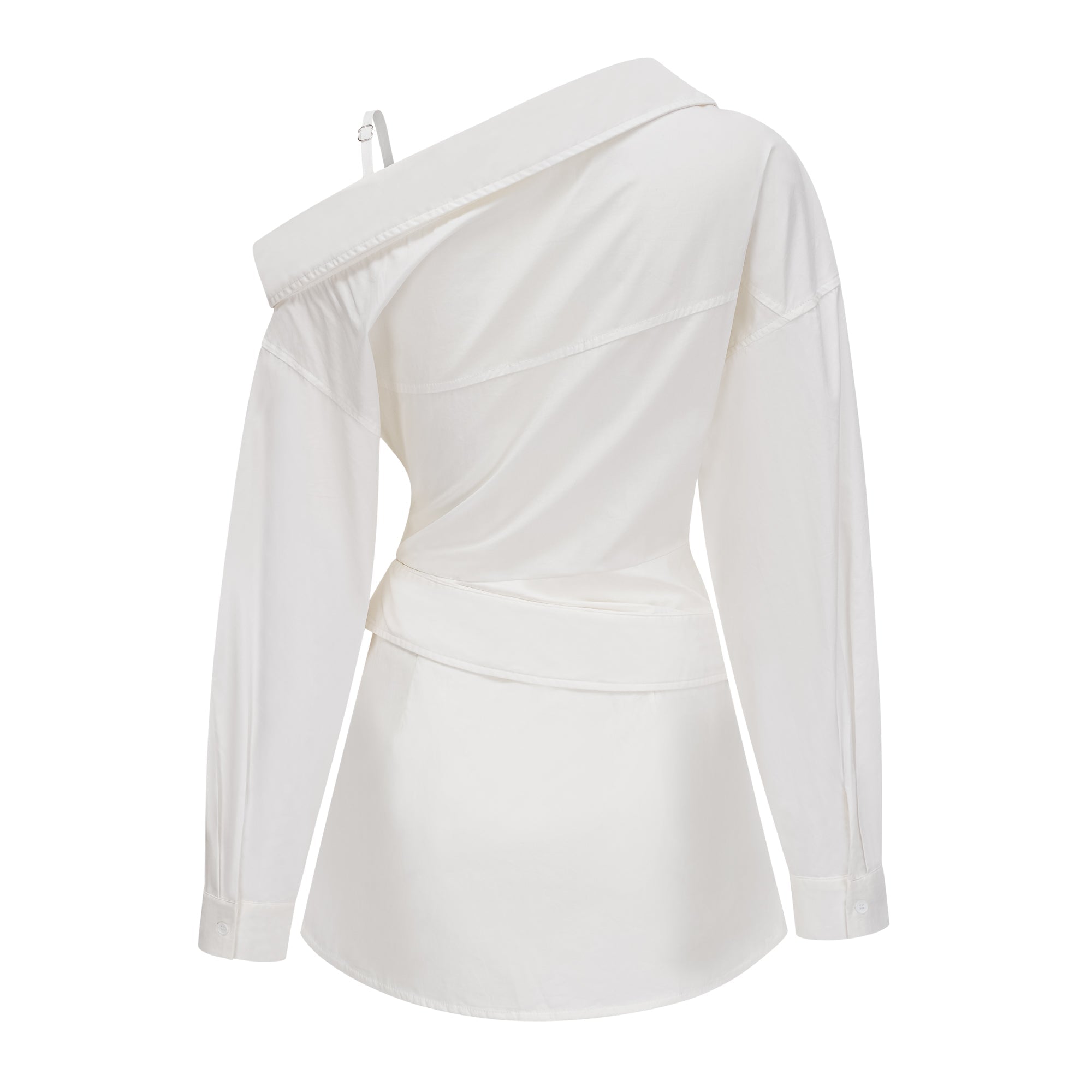 Tímea White Asymmetrical Mini Shirt Dress (Final Sale-US Only)