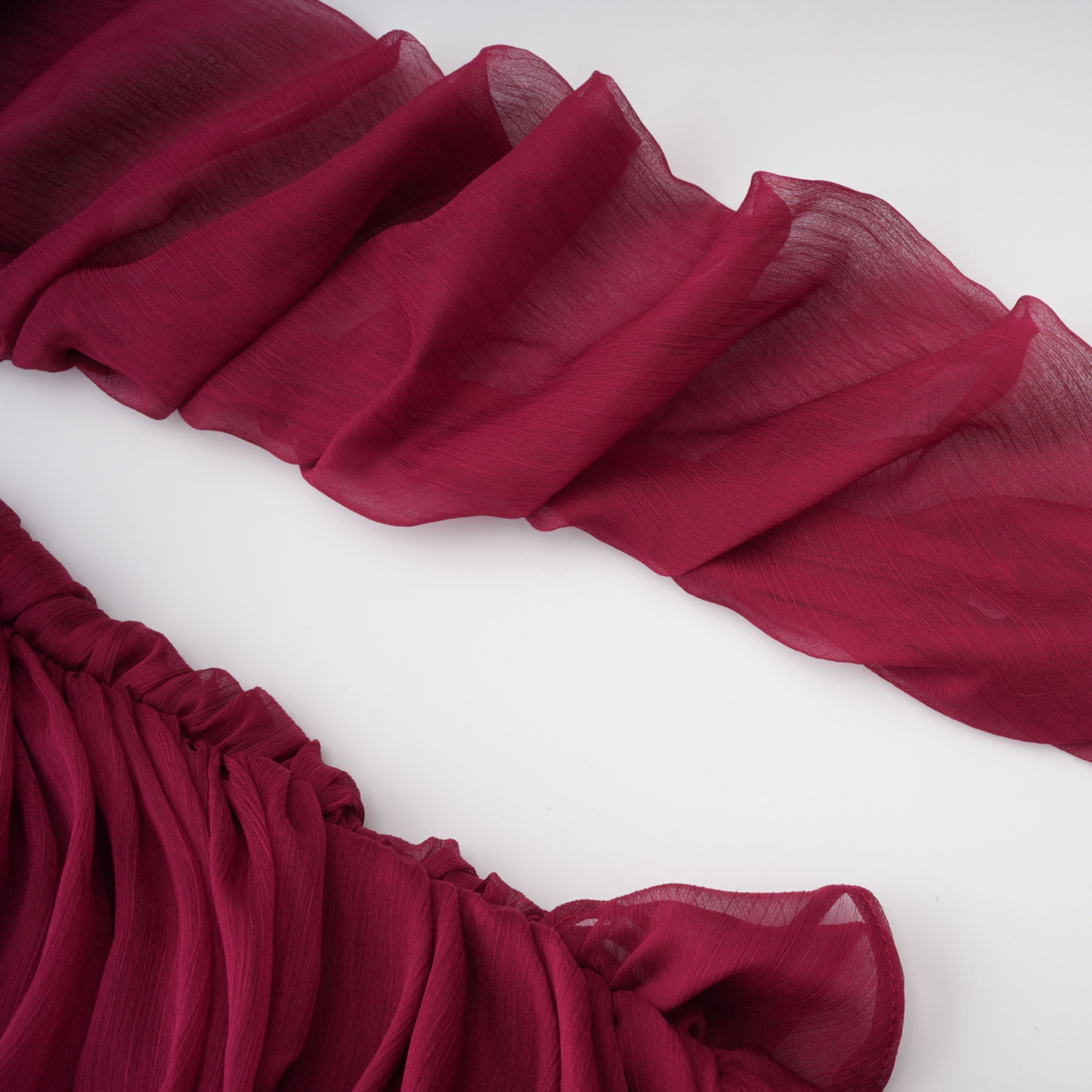 Éléna Burgundy Asymmetrical Ruffled Tulle Mini Dress (Final Sale)