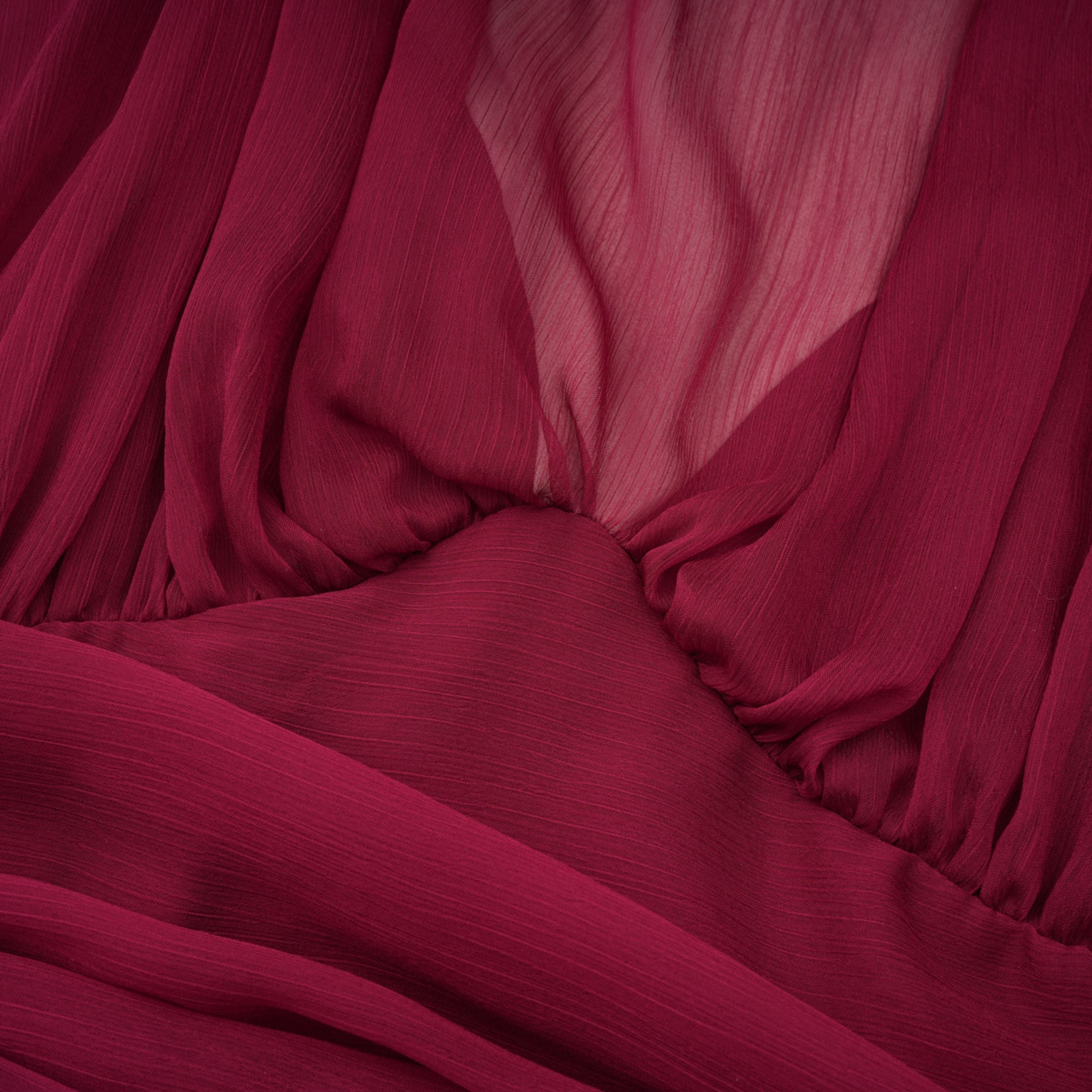 Éléna Burgundy Asymmetrical Ruffled Tulle Mini Dress (Final Sale)