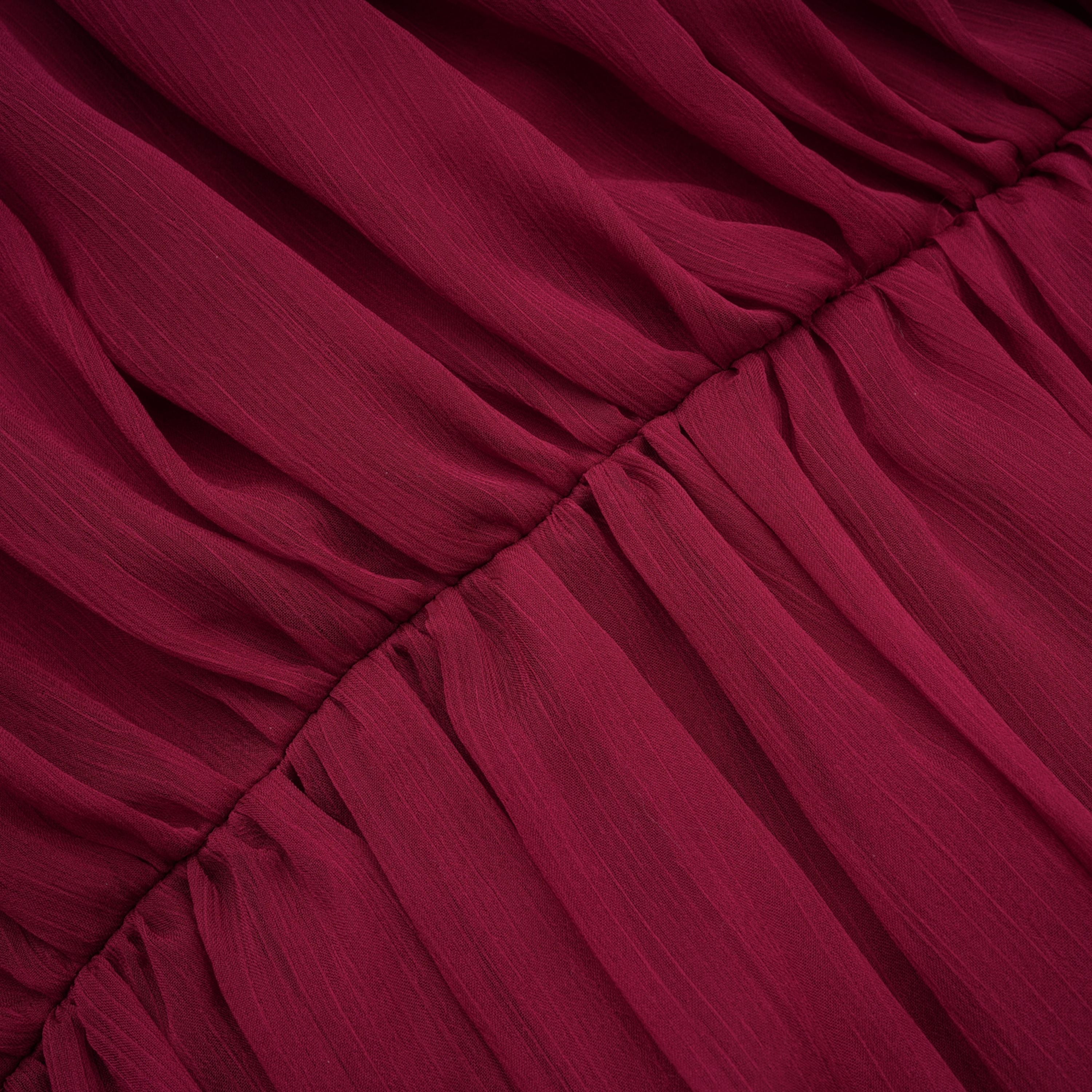 Éléna Burgundy Asymmetrical Ruffled Tulle Mini Dress (Final Sale)