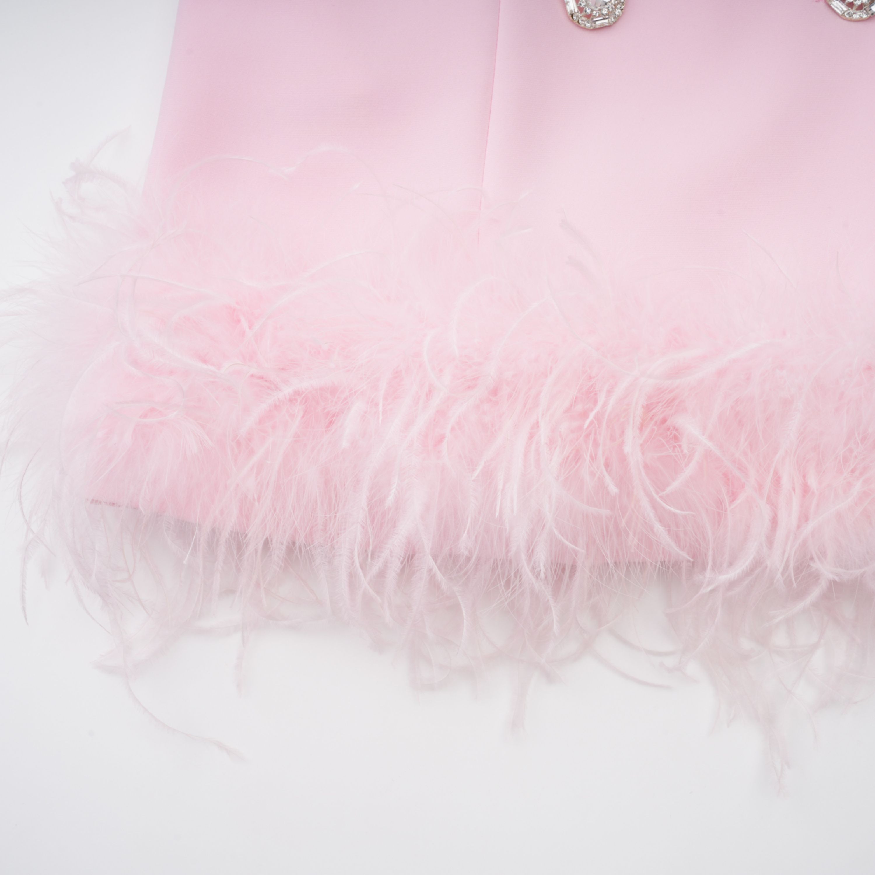 Freja Pink Feather Trim Mini Blazer Dress (Final Sale)