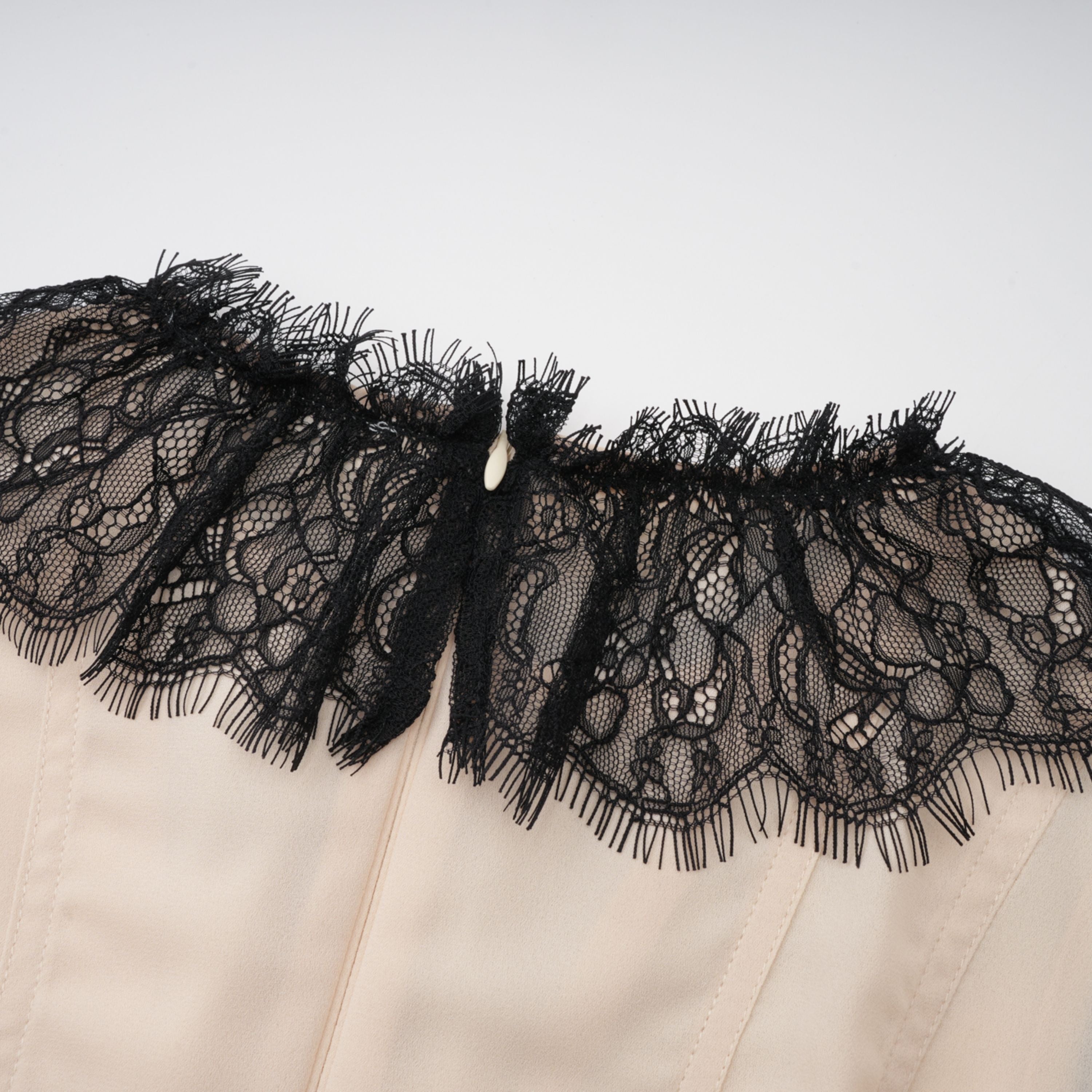 Zsófia Neutral Lace Panel Chiffon Top & Skirt Matching Set (Final Sale)