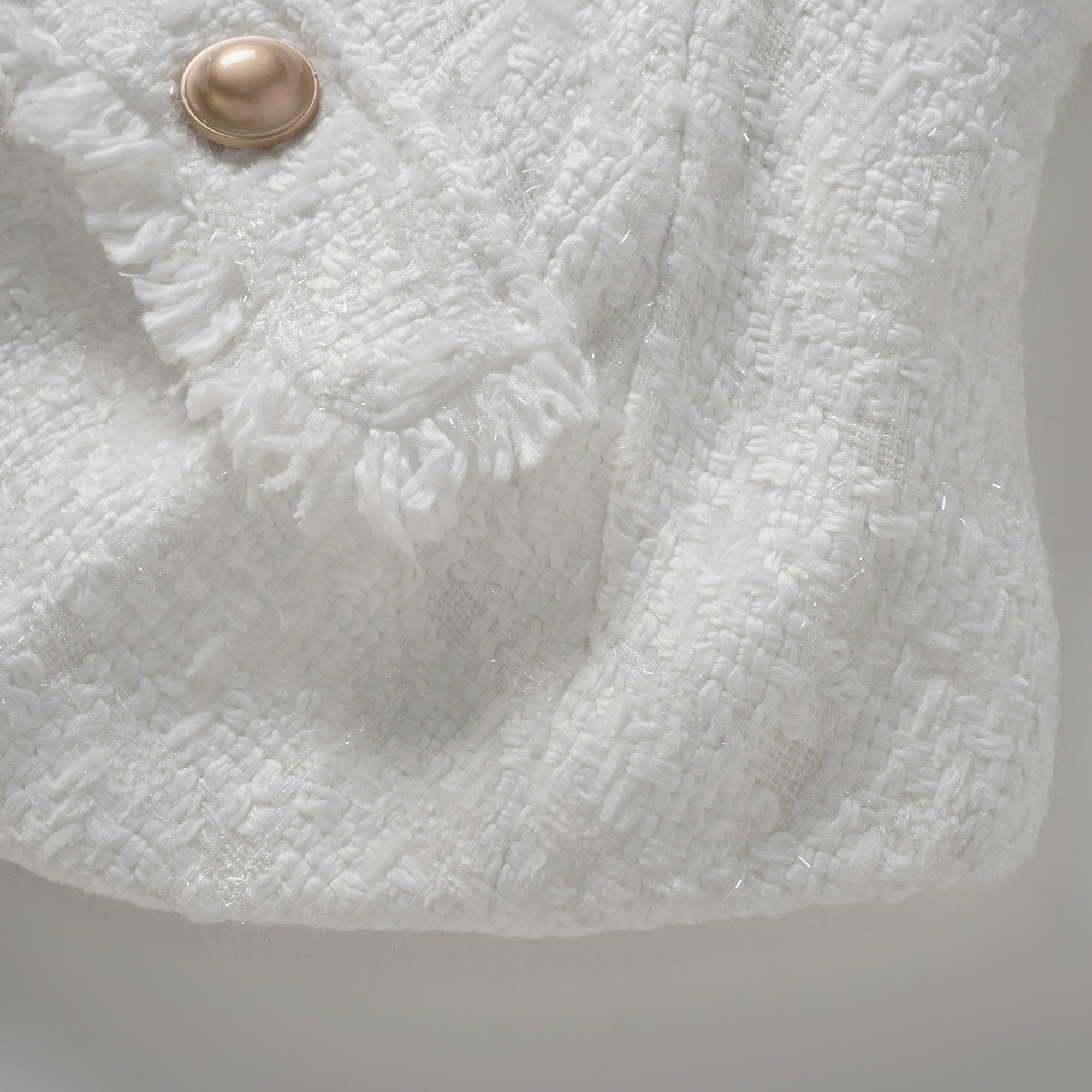 Séraphine White Frayed Tweed Jacket & Shorts Set (Final Sale-US Only)