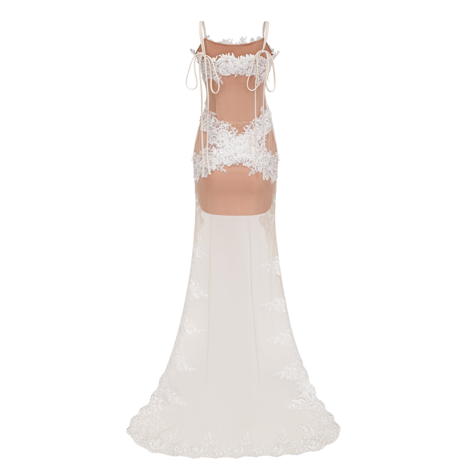 Mieke White Semi-Sheer Lace Maxi Dress (Final Sale-US Only)