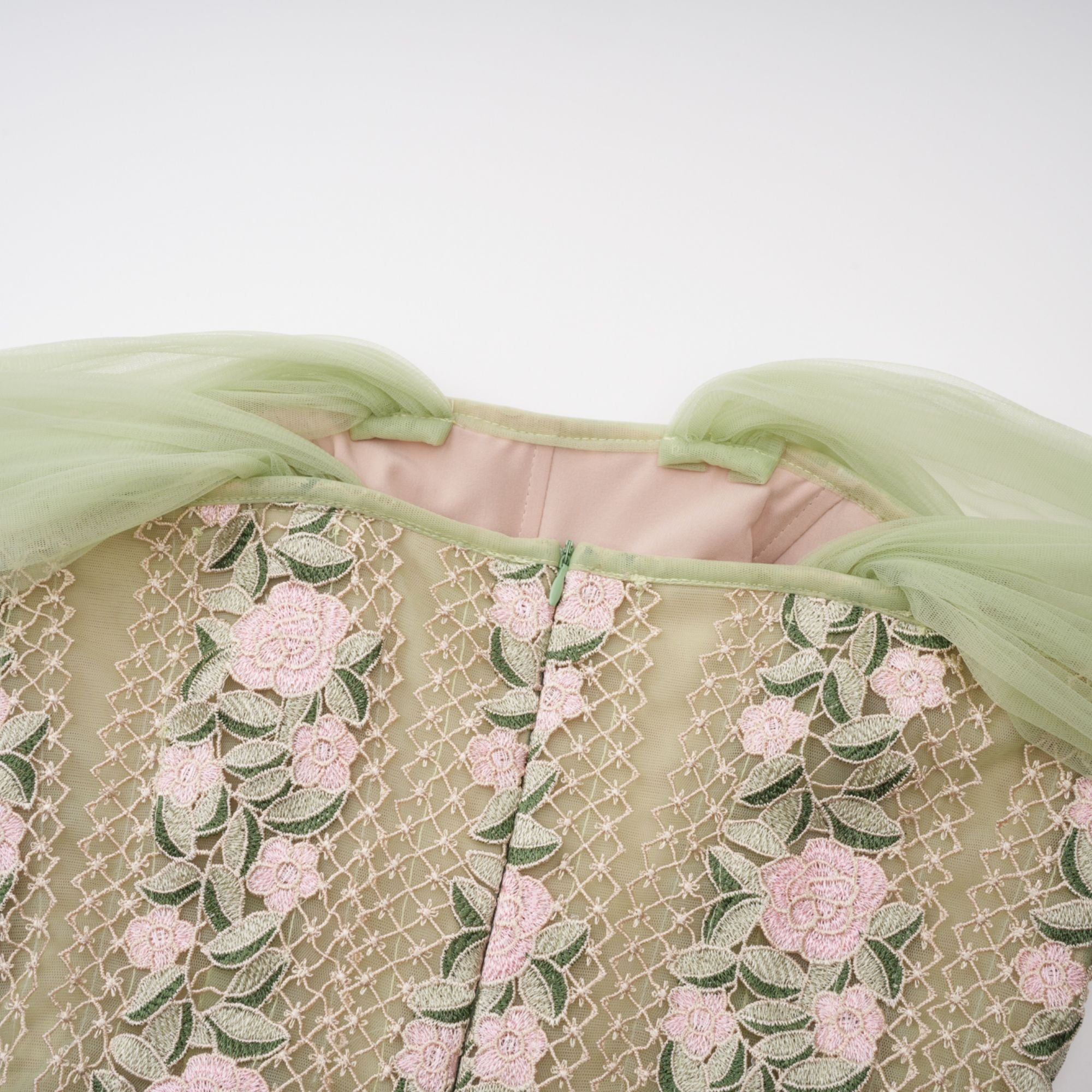Eleni Green Tulle Panel Floral Midi Dress (Final Sale-US Only)