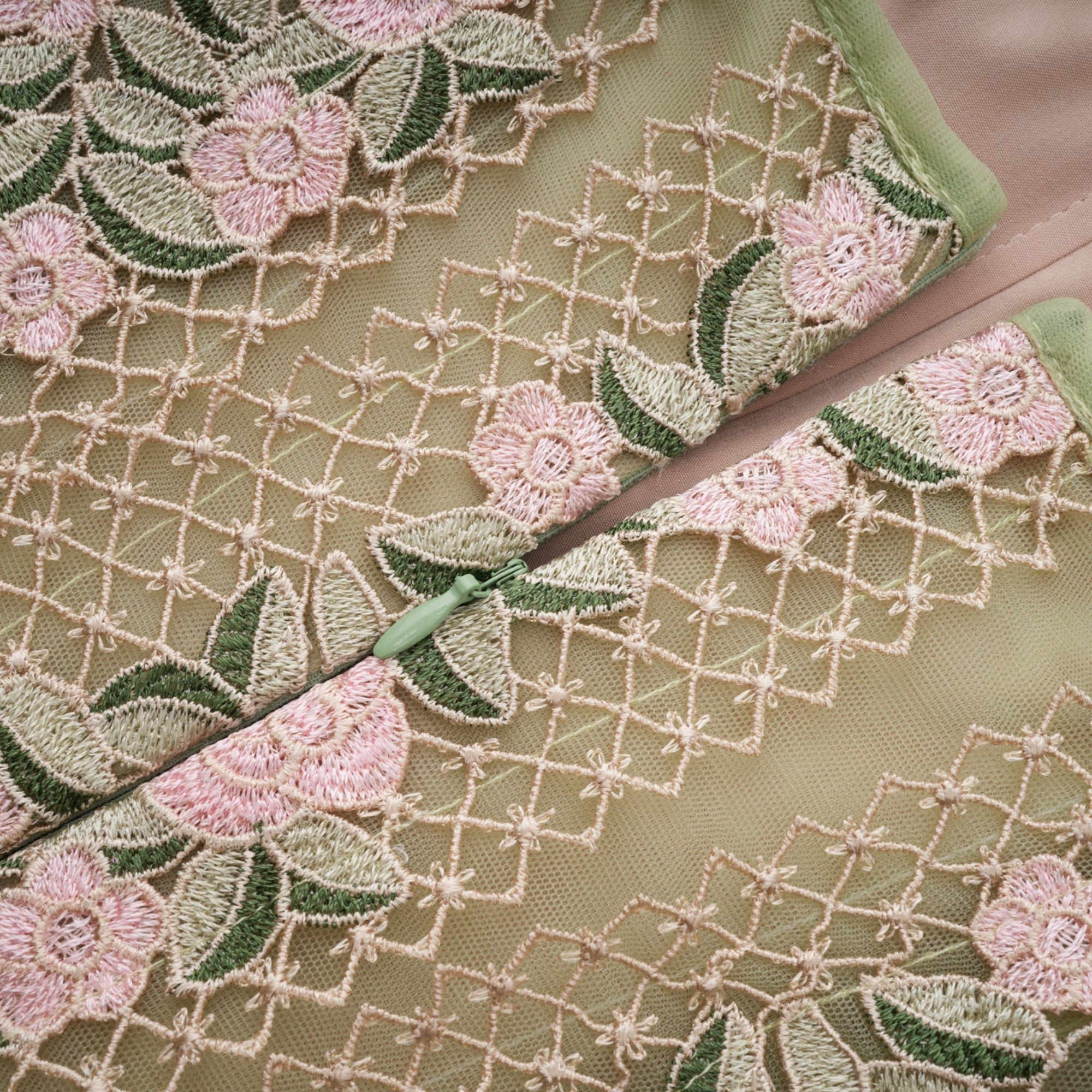 Eleni Green Tulle Panel Floral Midi Dress (Final Sale-US Only)