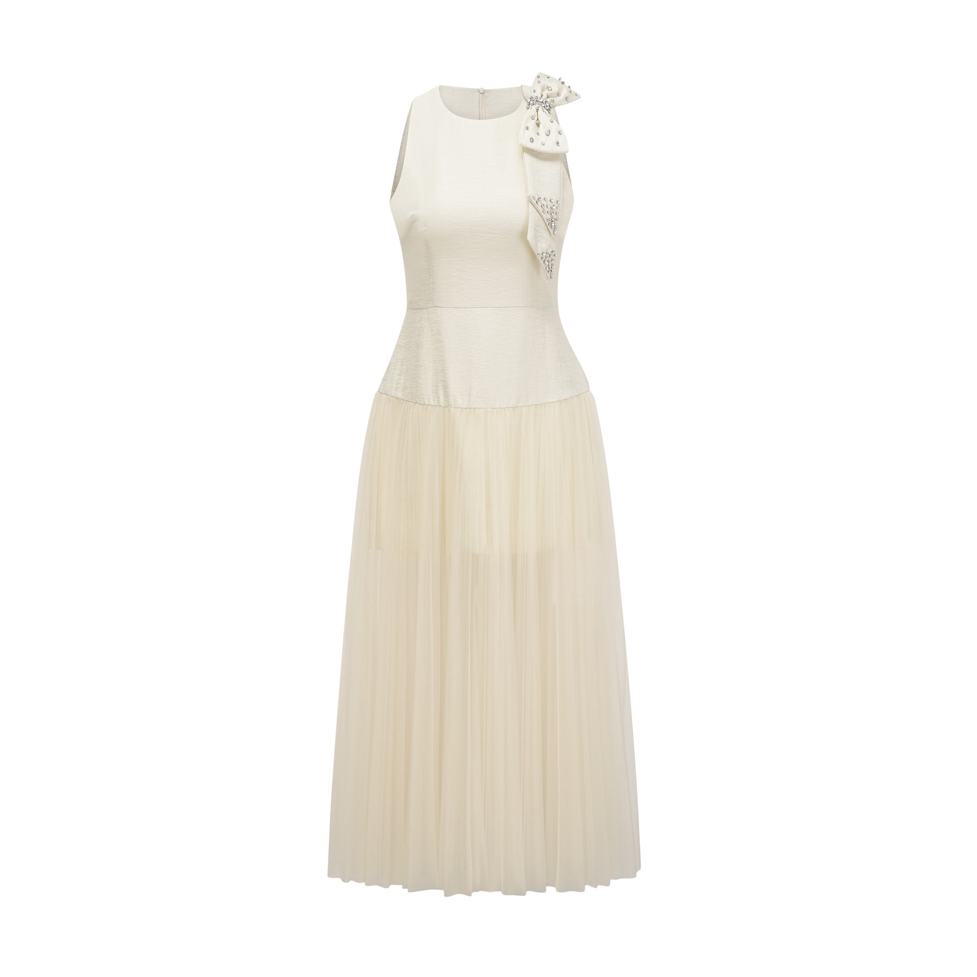 Thérèse bowknot tulle-panelling midi dress in White (Final Sale-US Only)