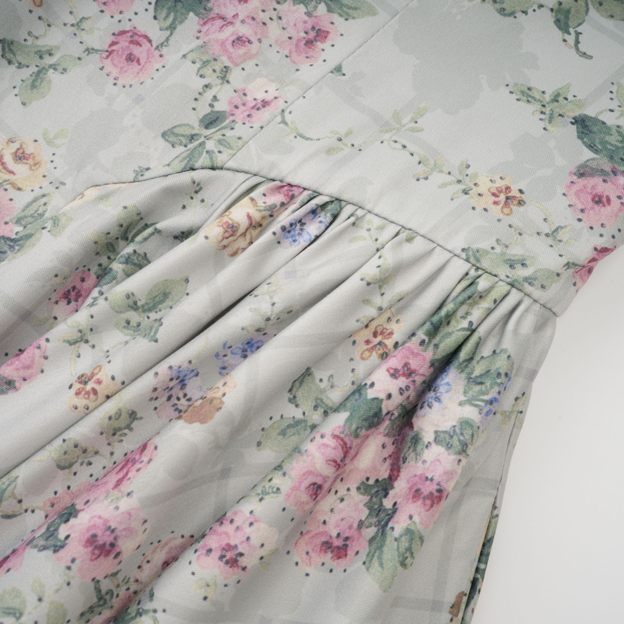 Prunelle sage-green floral-print shirred midi dress (Final Sale)
