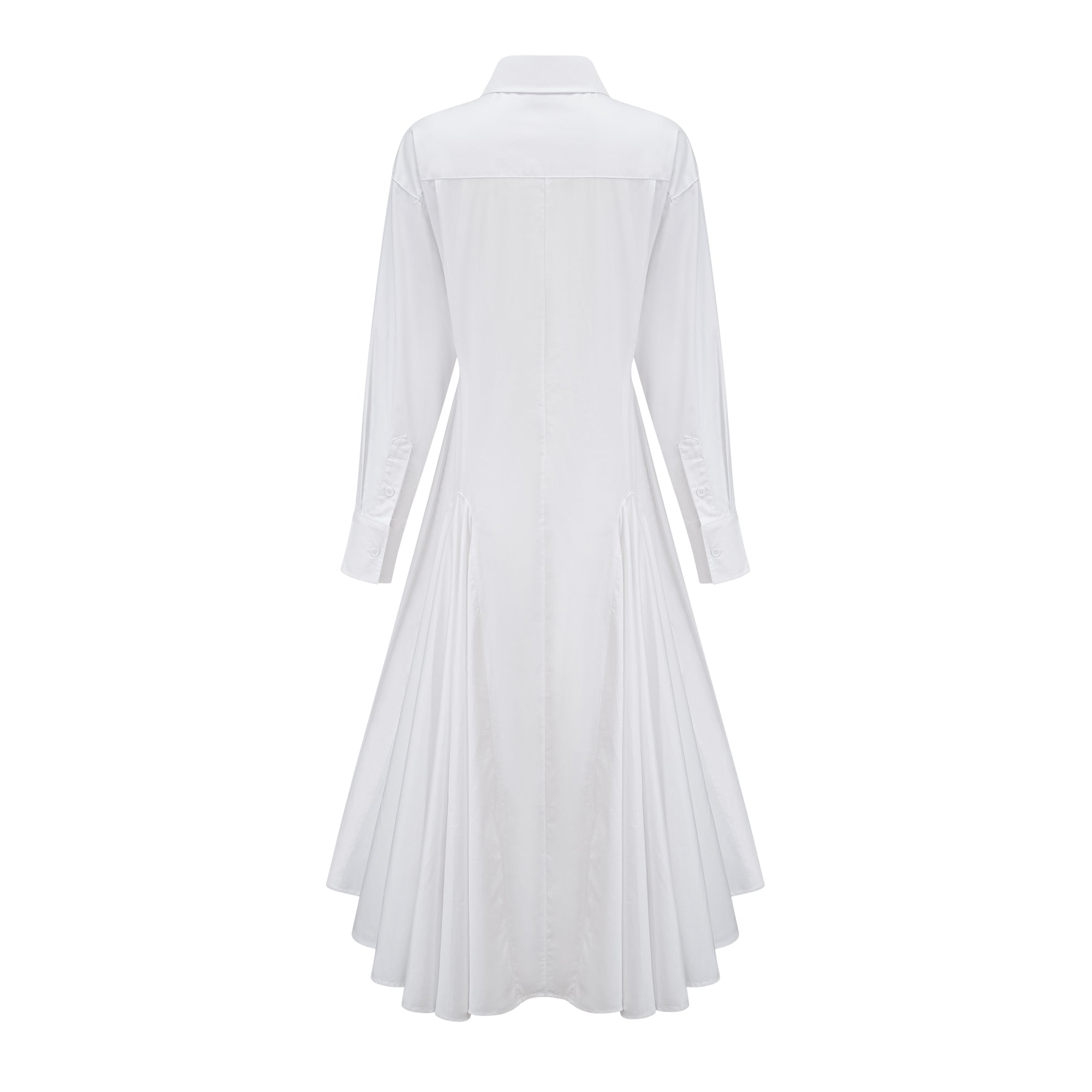Dulcie white front-slit shirred shirt dress (Final Sale)