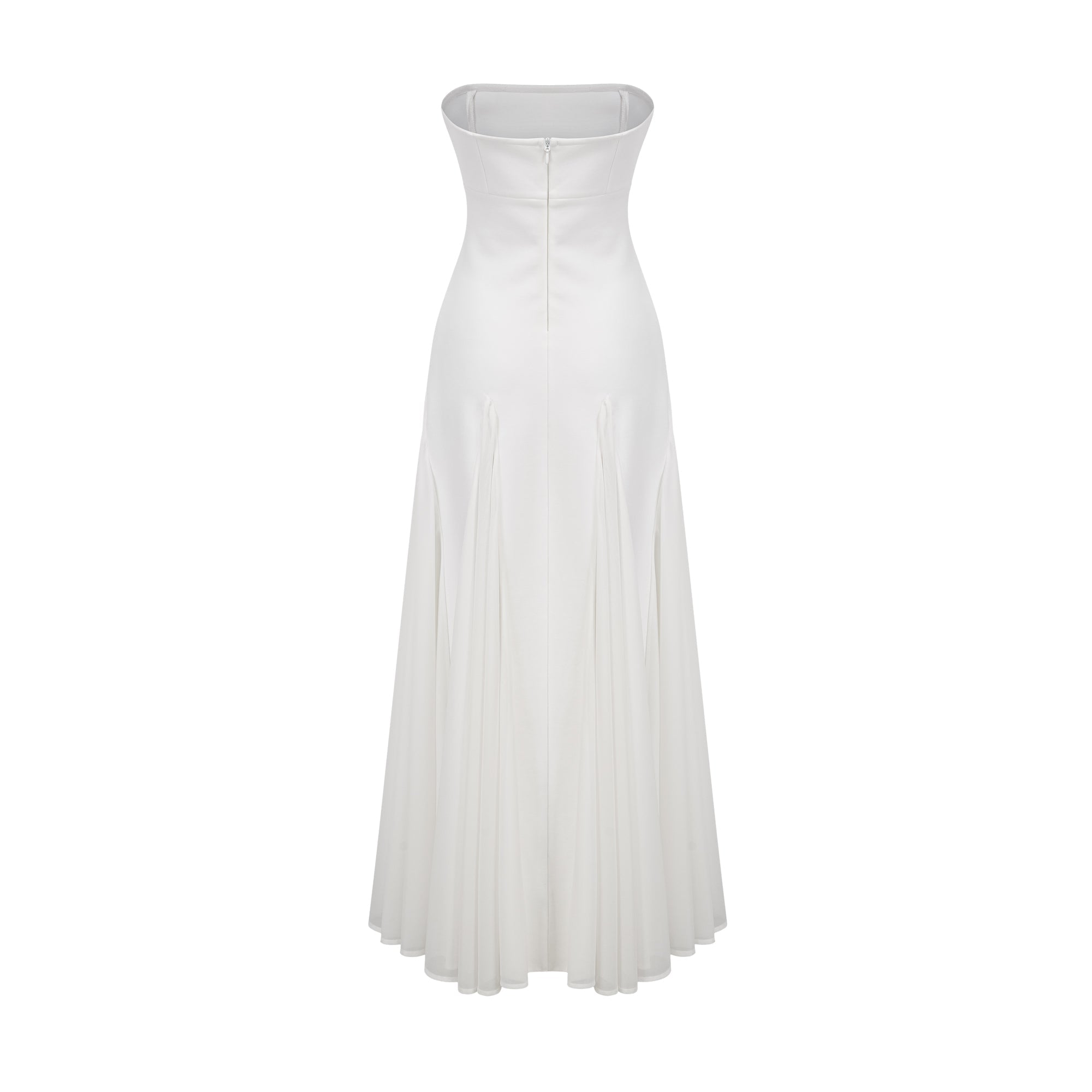 Robe longue à empiècements en tulle blanc de Nathalie (Vente définitive - États-Unis uniquement)