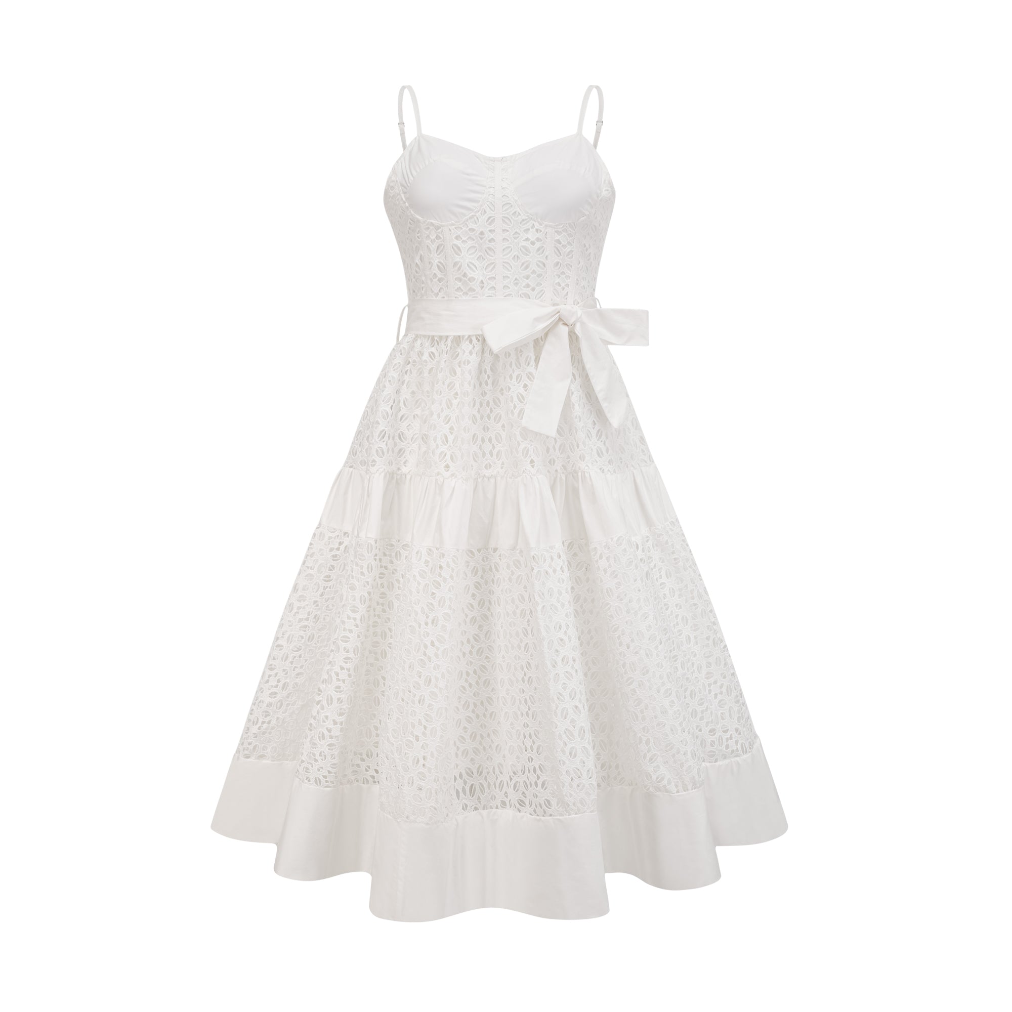 Robe midi en coton à découpes et ceinture Catriona (Vente définitive - États-Unis uniquement)
