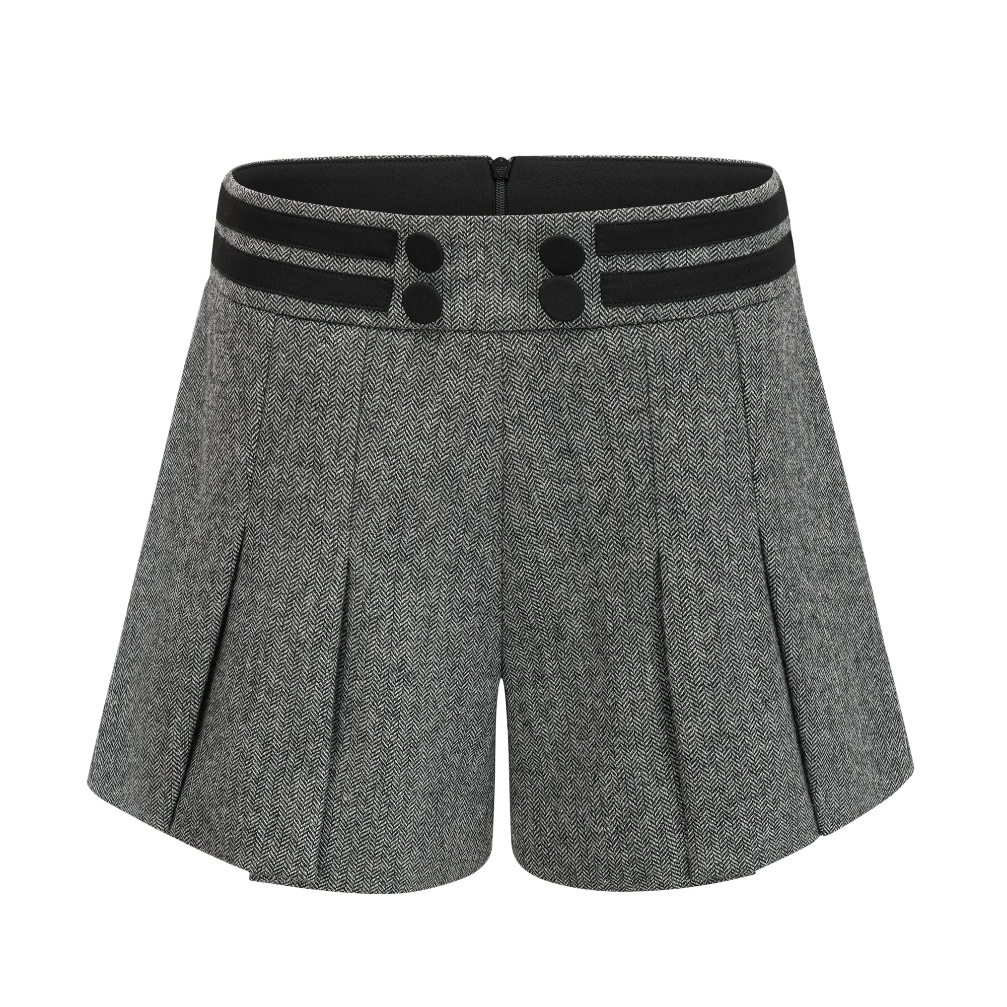 Agathe grey herringbone top & shorts matching set (Final Sale-US Only)