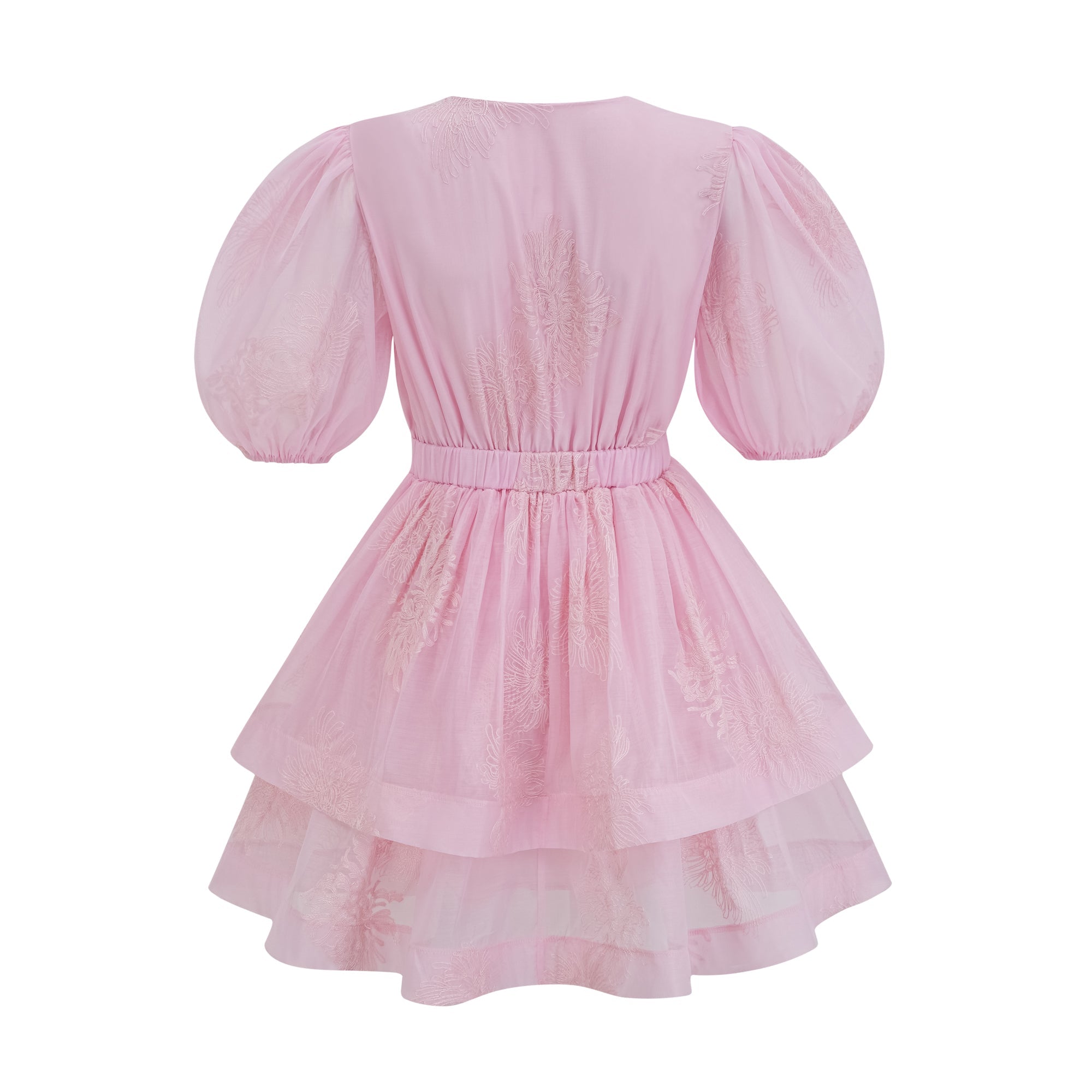 Florence pink floral-embroidered layered mini dress (Final Sale)