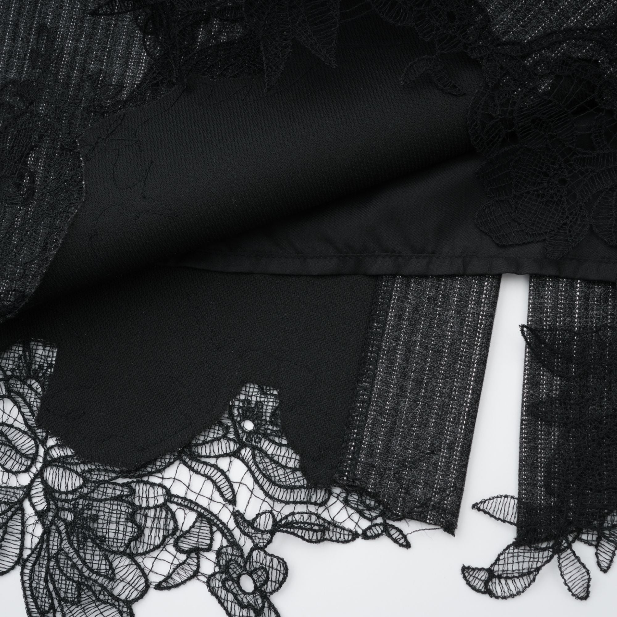 Sidonie Grey Floral Appliqué Striped Blazer & Skirt Set (Final Sale)