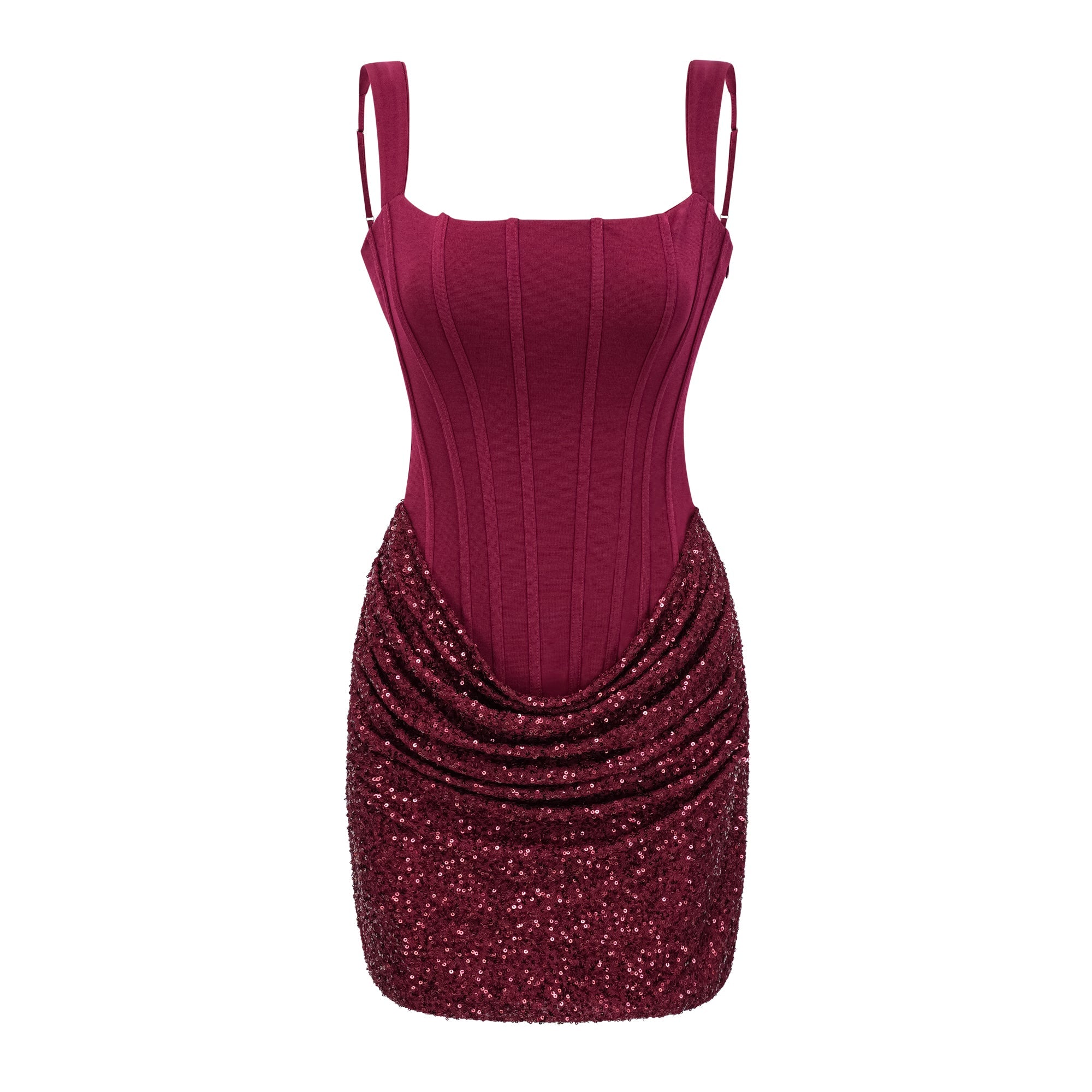 Paulette Red Embellished Ruched Bodycon Mini Dress (Final Sale-US Only)