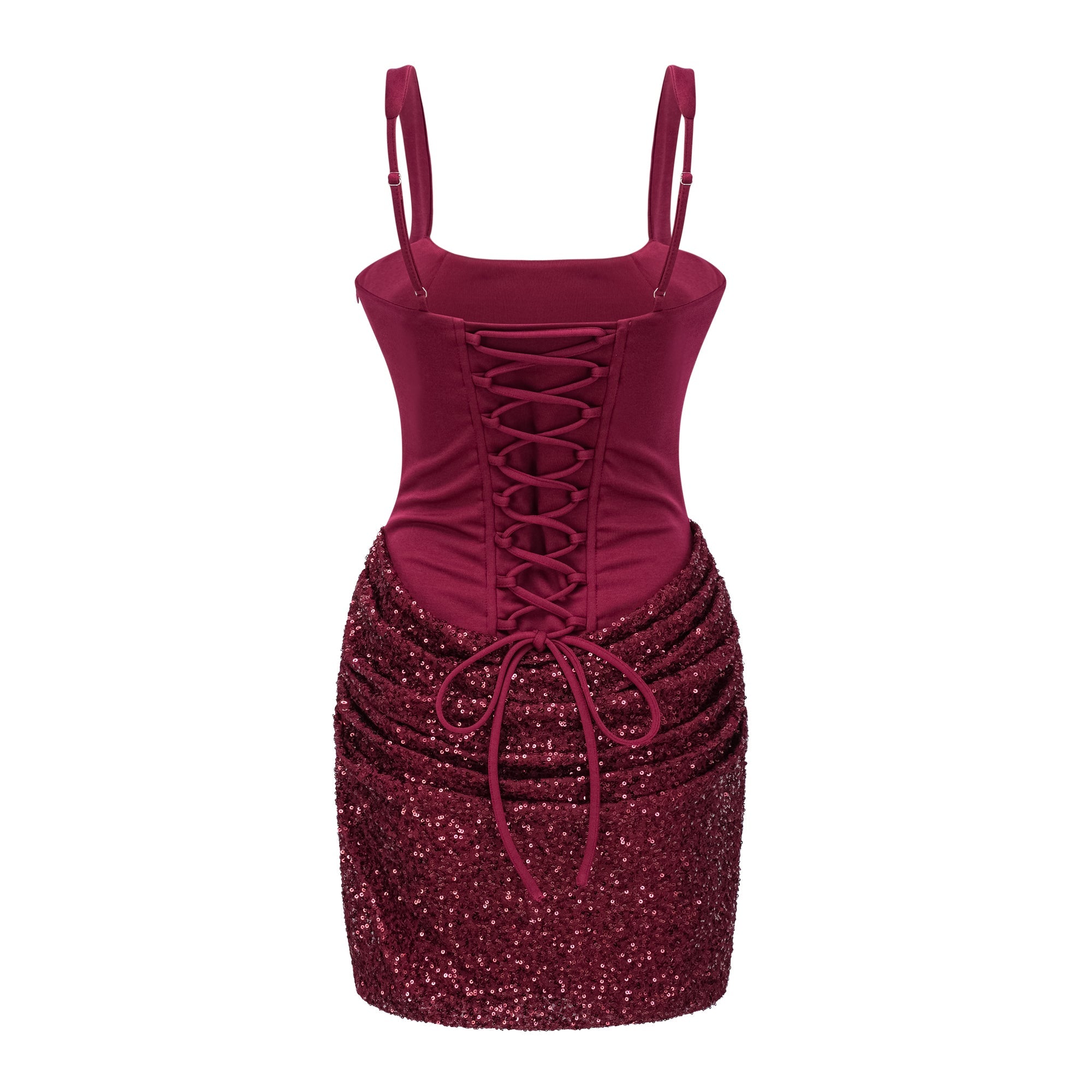 Paulette Red Embellished Ruched Bodycon Mini Dress (Final Sale-US Only)