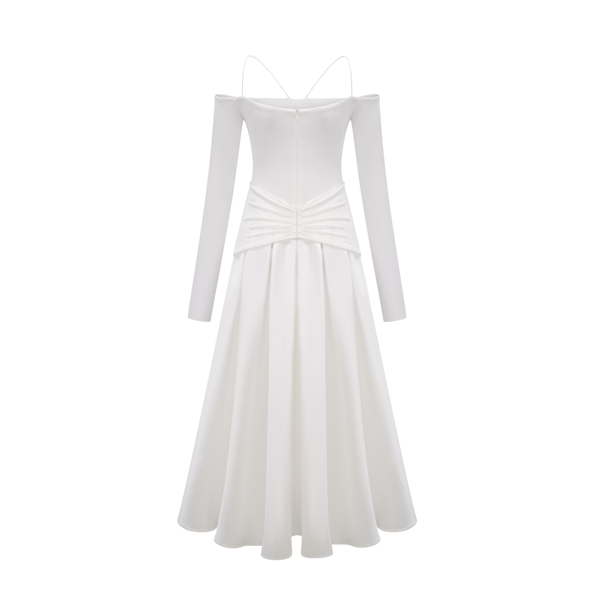 Nadine off-shoulder panelled maxi dress in White (Final Sale)