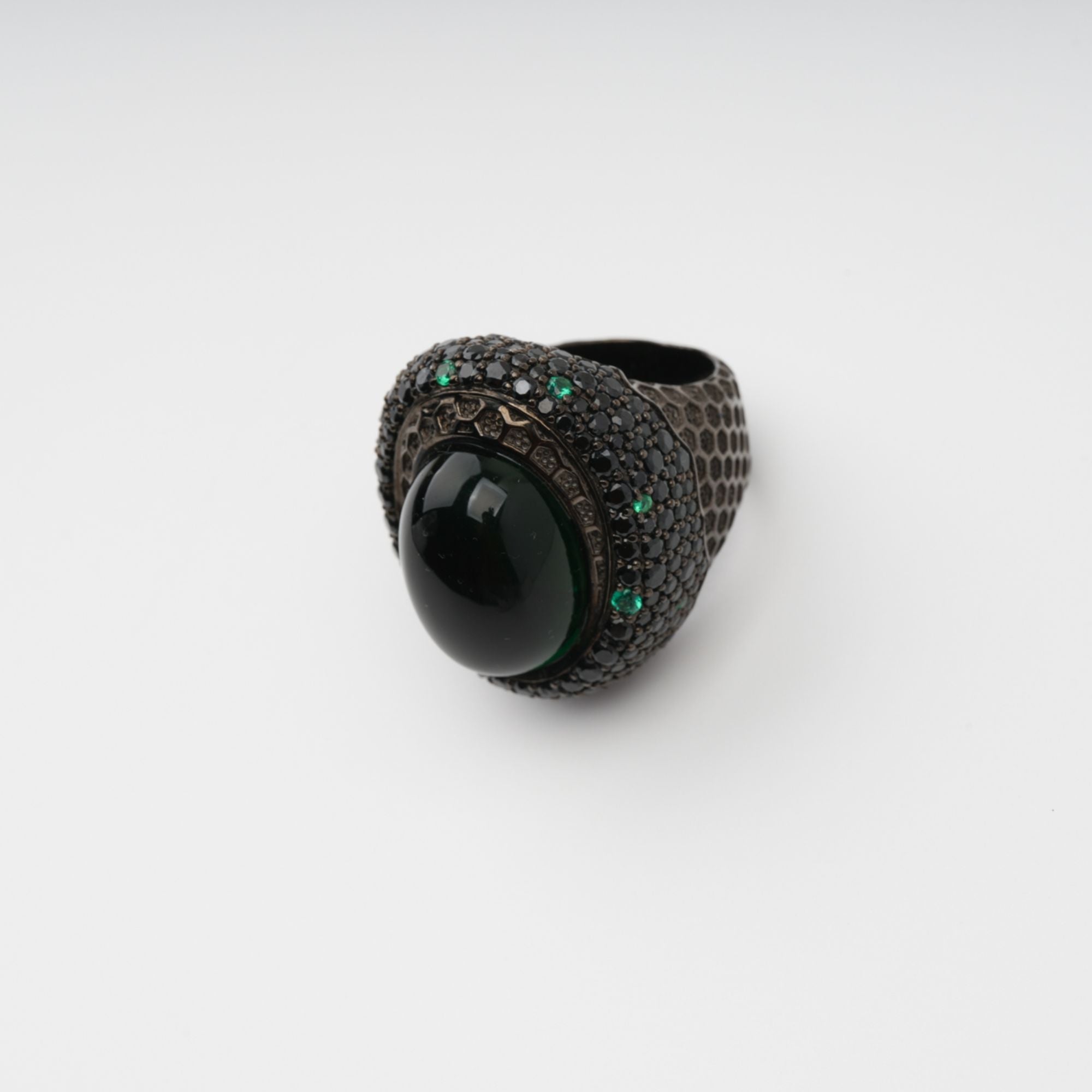 Soupir Black Chunky Oval Band Sterling Silver Ring