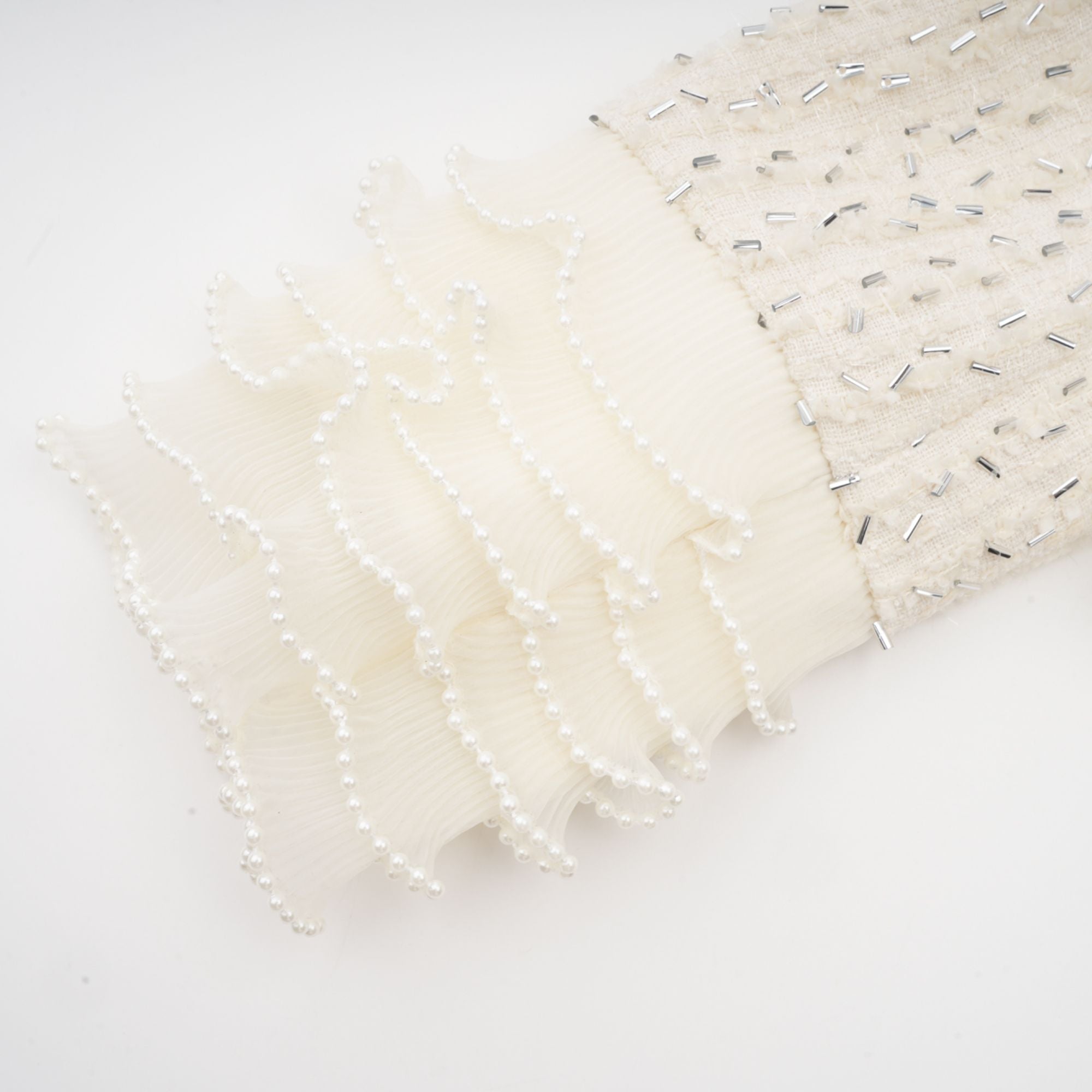 Blanche white beaded ruffle cropped jacket (Final Sale)