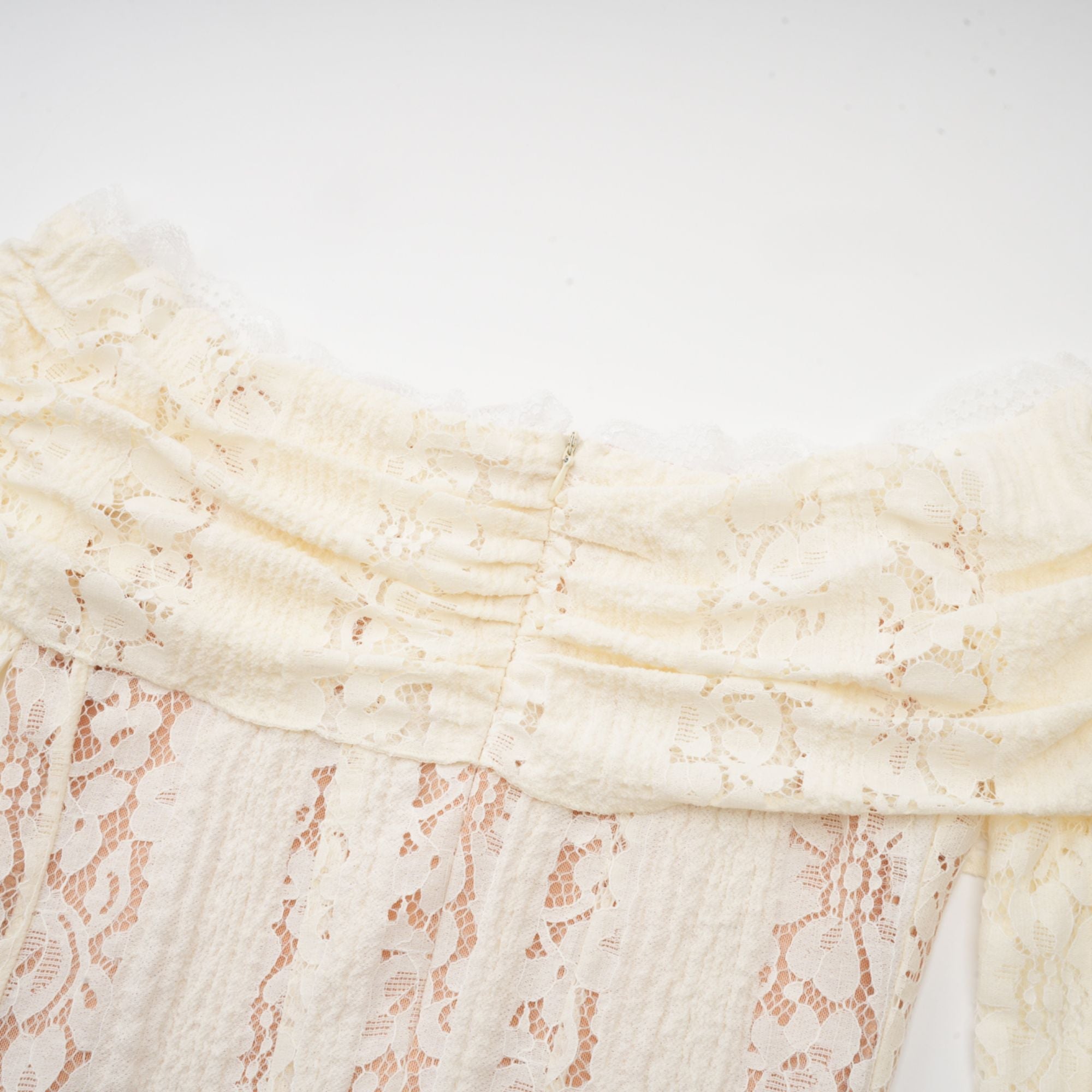 Émeline floral lace flared-cuff mini dress in Neutrals (Final Sale-US Only)