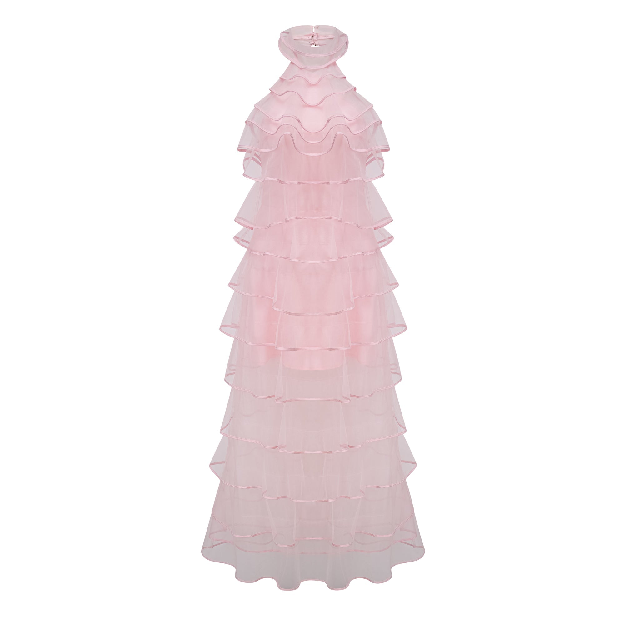 Nonchalante Pink Tiered Halterneck Maxi Dress (Final Sale)