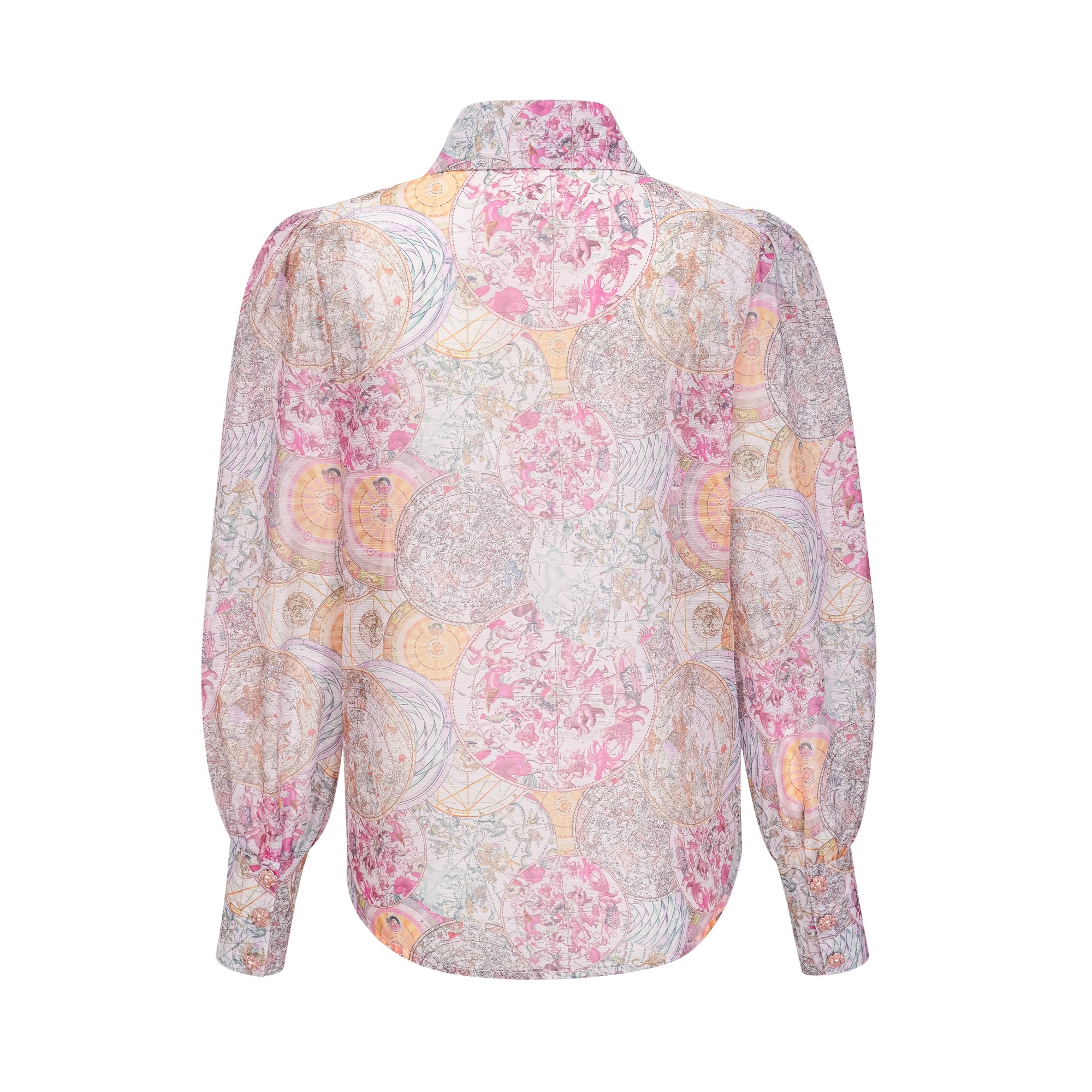 Cherry pink pattern-print shirt & skirt matching set（Final Sale-US Only)