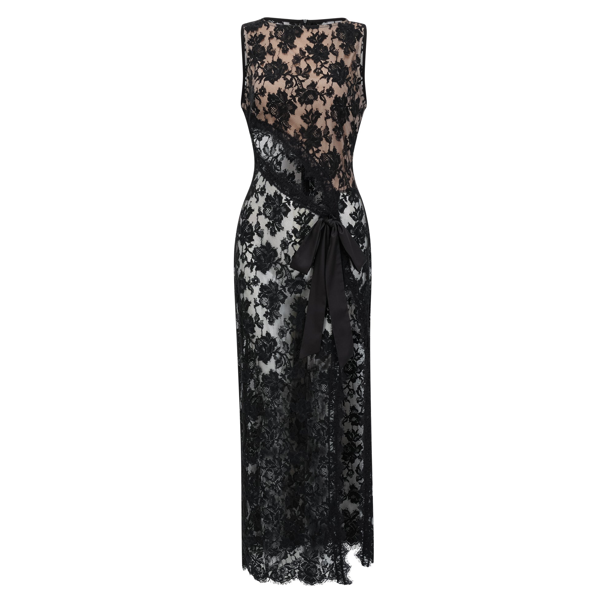 Olesya Black Semi Sheer Lace Maxi Dress (Final Sale)