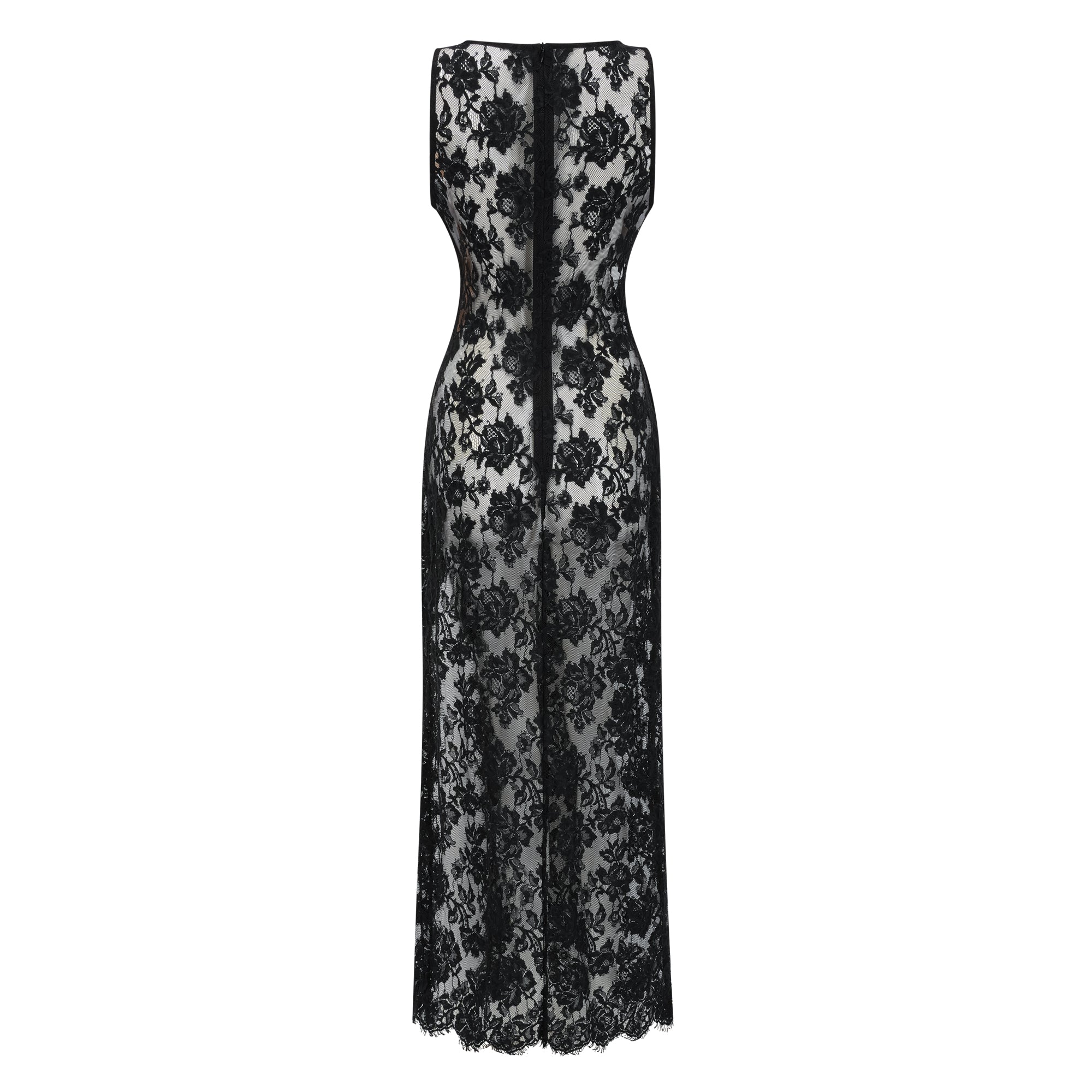 Olesya Black Semi Sheer Lace Maxi Dress (Final Sale)