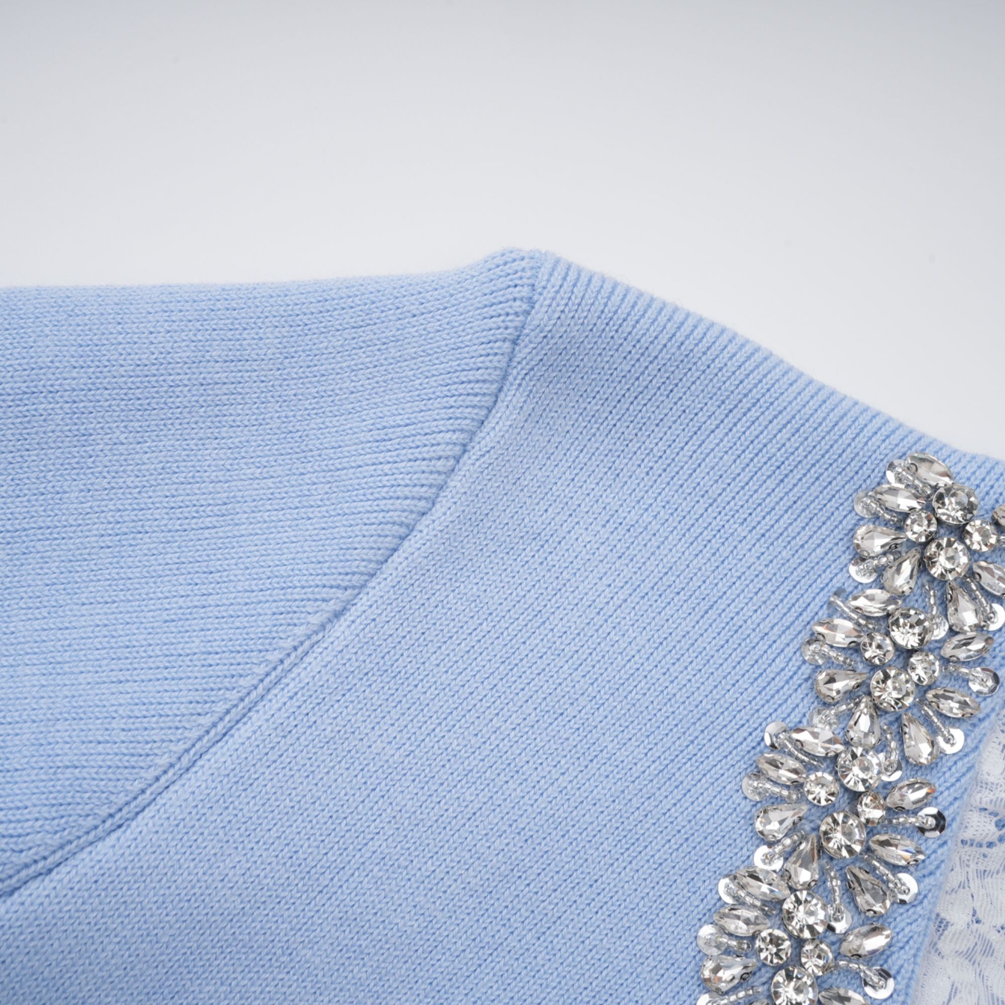 Blue Crystal Trim Cardigan