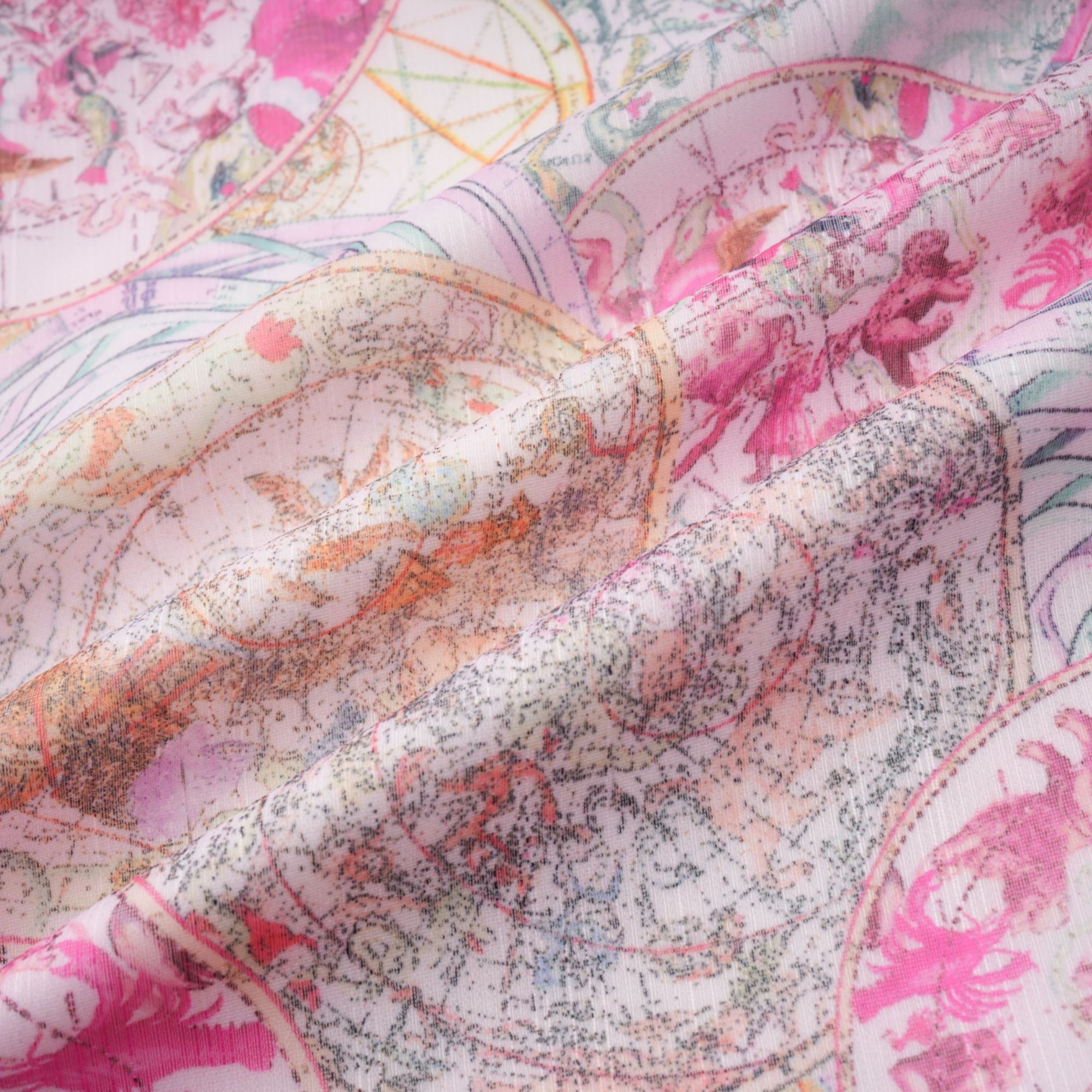 Cherry pink pattern-print shirt & skirt matching set（Final Sale）