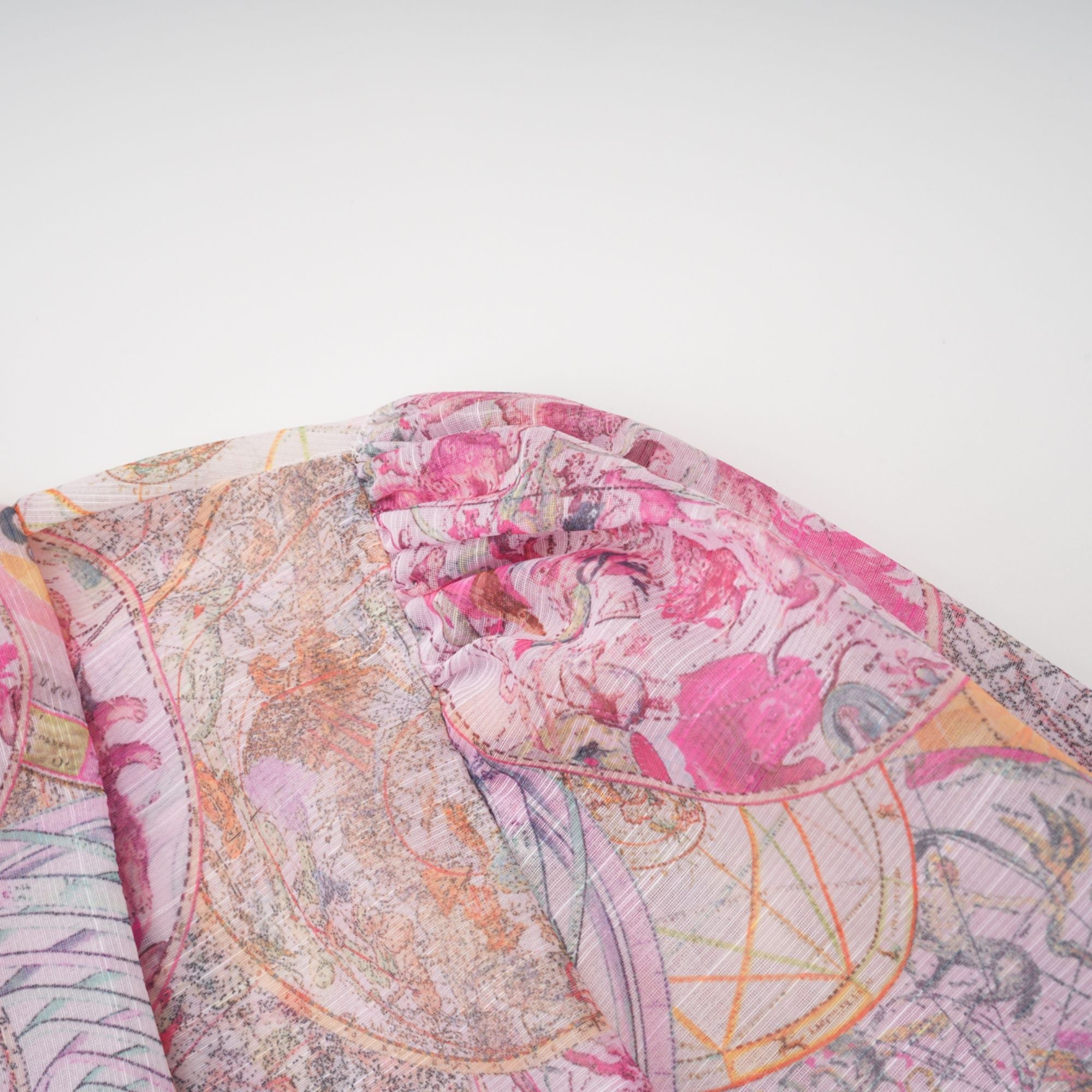 Cherry pink pattern-print shirt & skirt matching set（Final Sale）