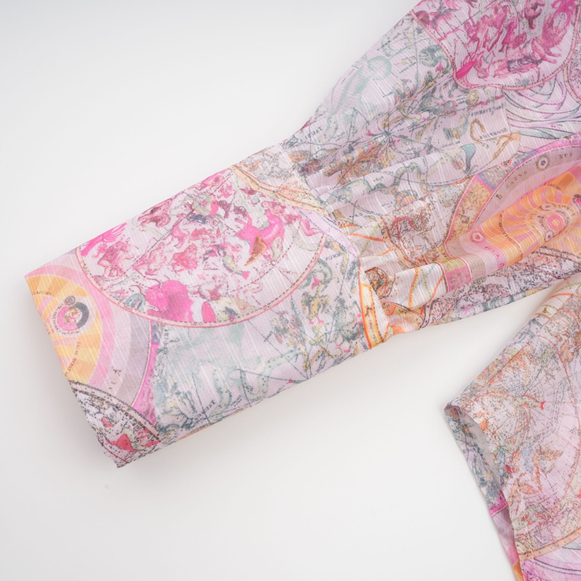Cherry pink pattern-print shirt & skirt matching set（Final Sale-US Only)