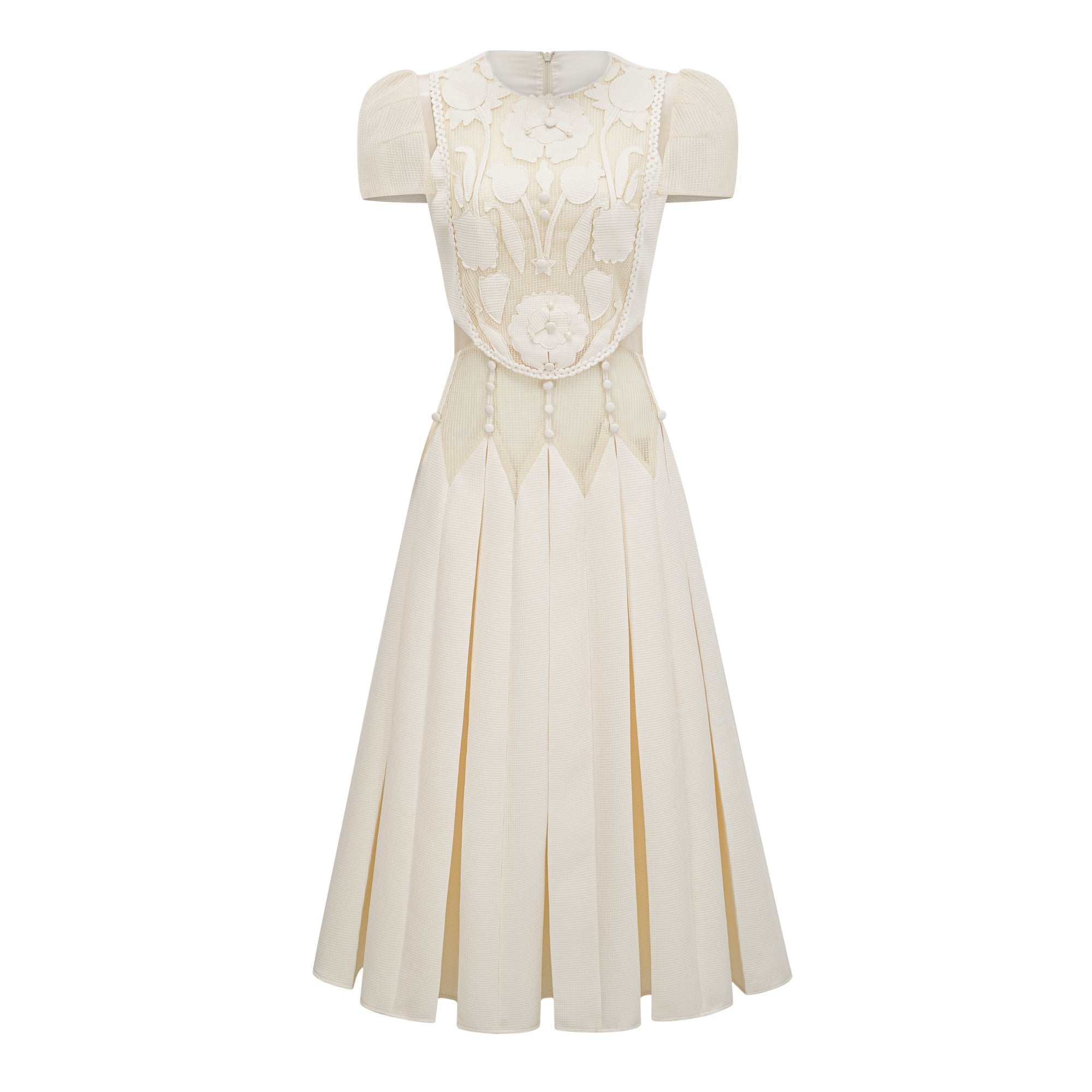 White Flower Embroidered Maxi Dress