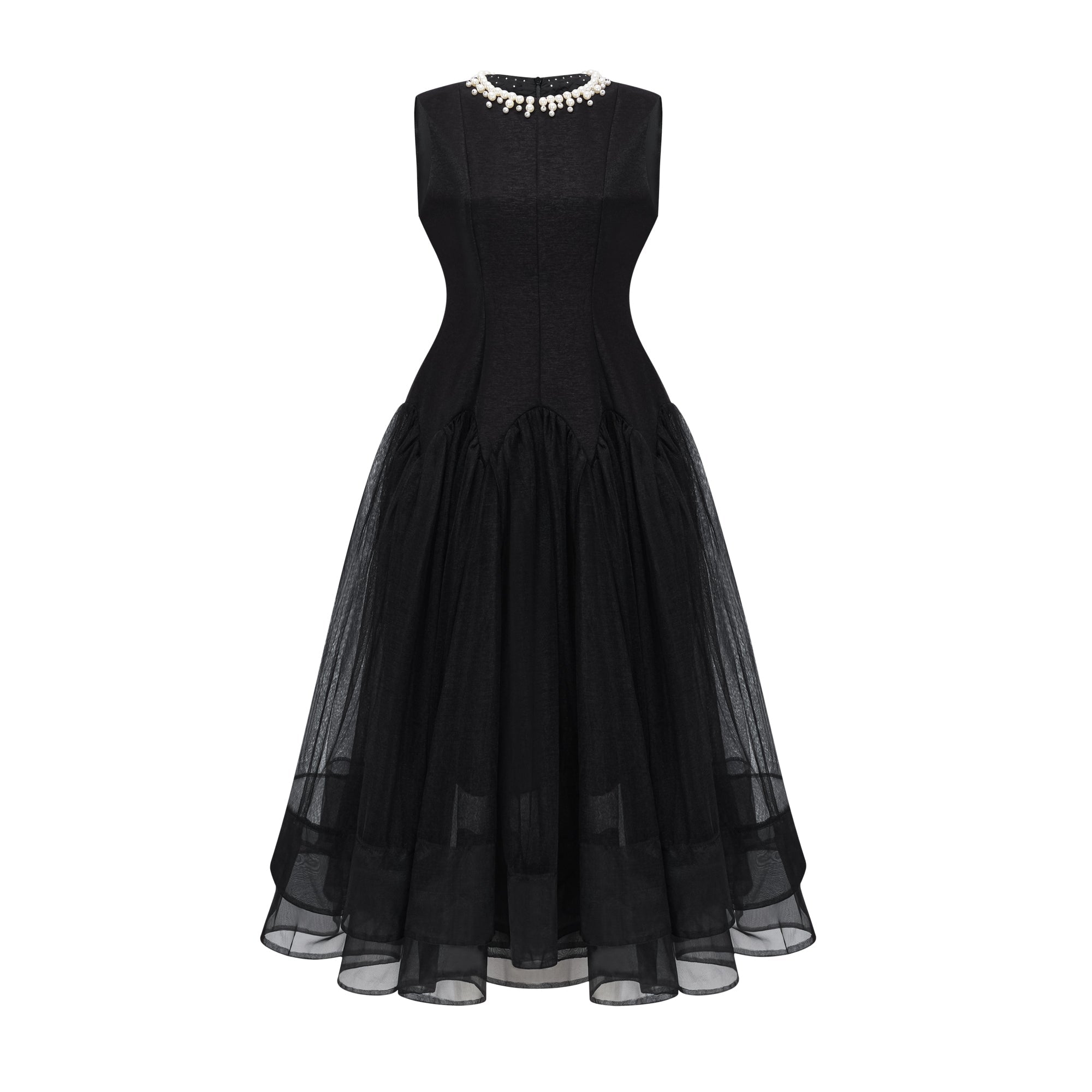 Ofra Black Pearl Pleated Midi Dress (Final Sale-US Only)