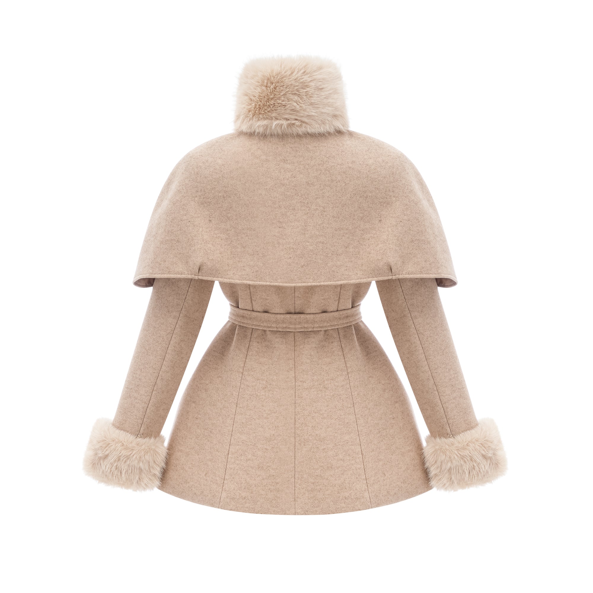 Rosella detachable-cape faux-fur coat (Final Sale)