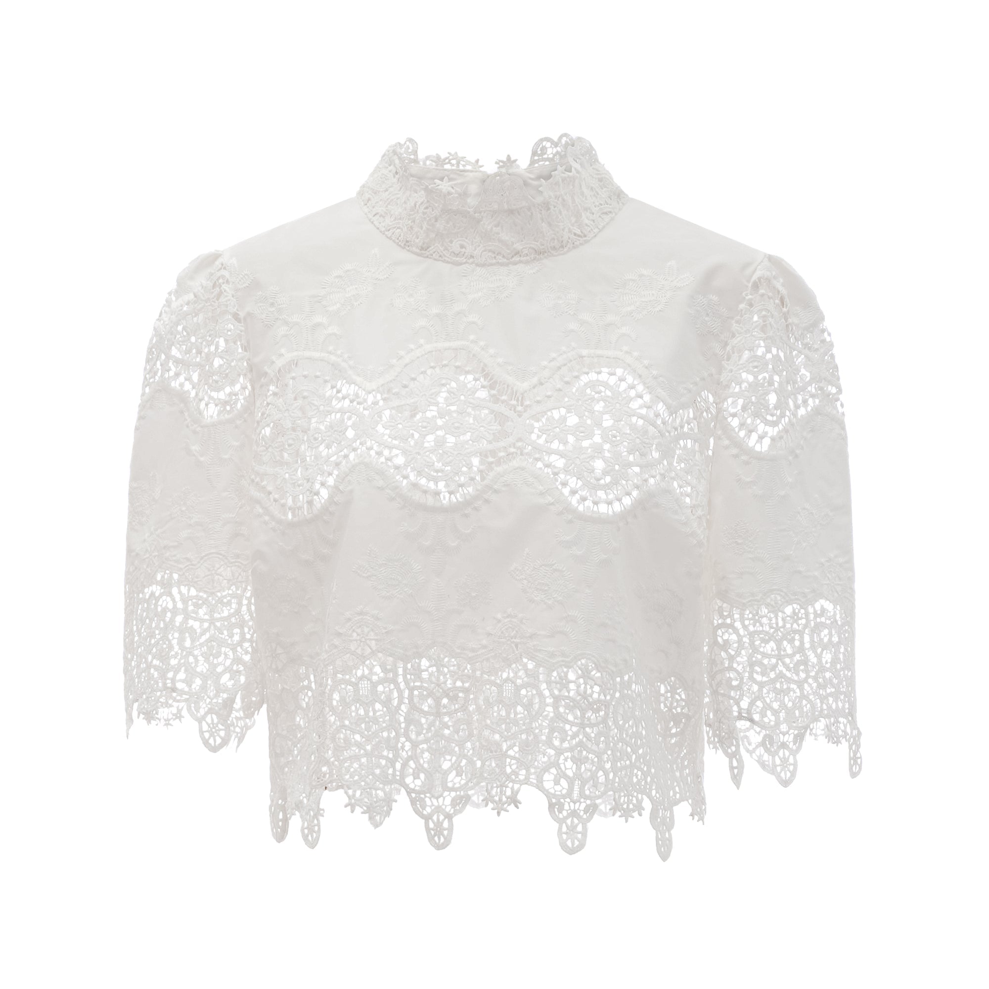 Raphaëlle lace-trim cut-out cropped top & trousers matching set (Final Sale)