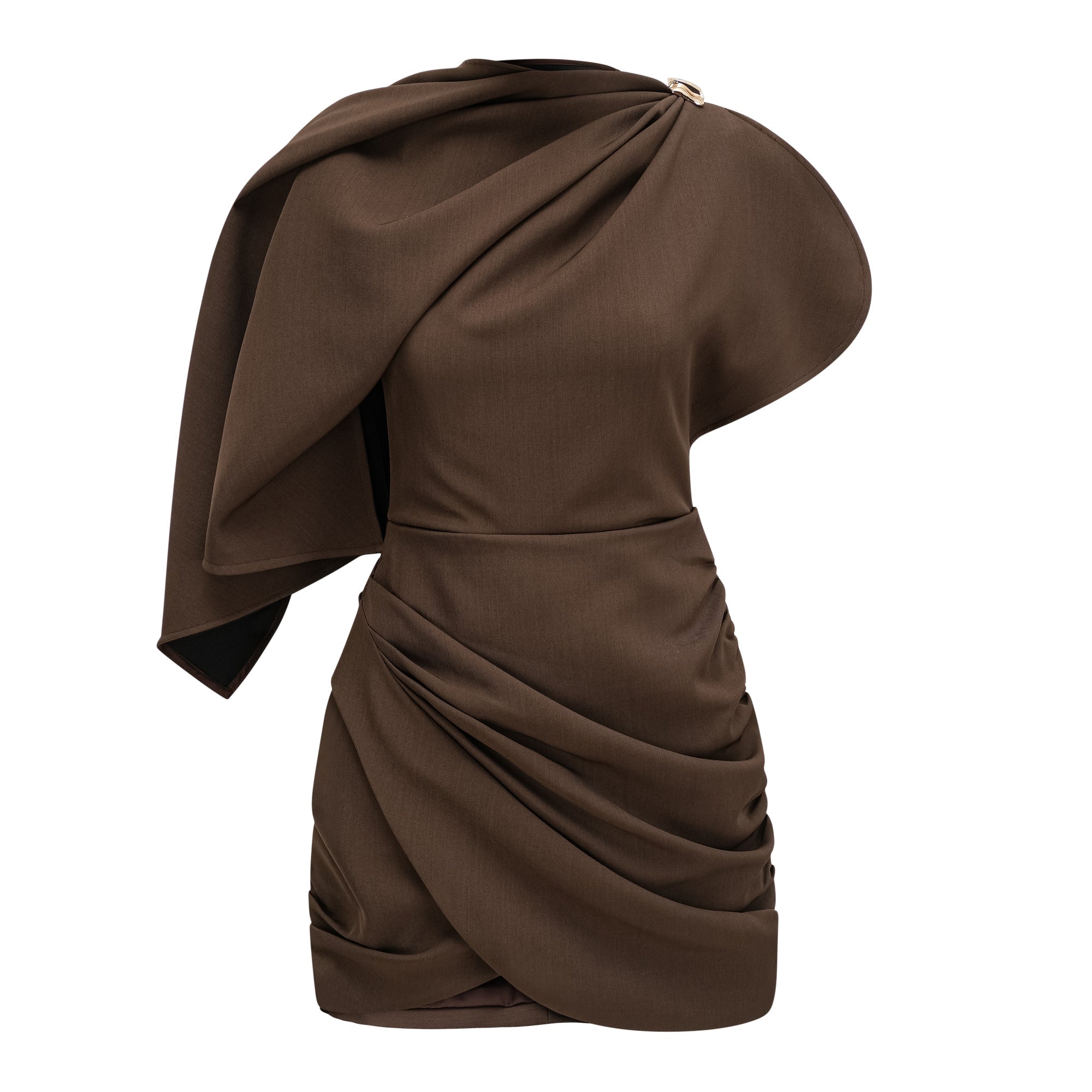 Francesca Brown Asymmetrical Gathered Mini Dress  (Final Sale)
