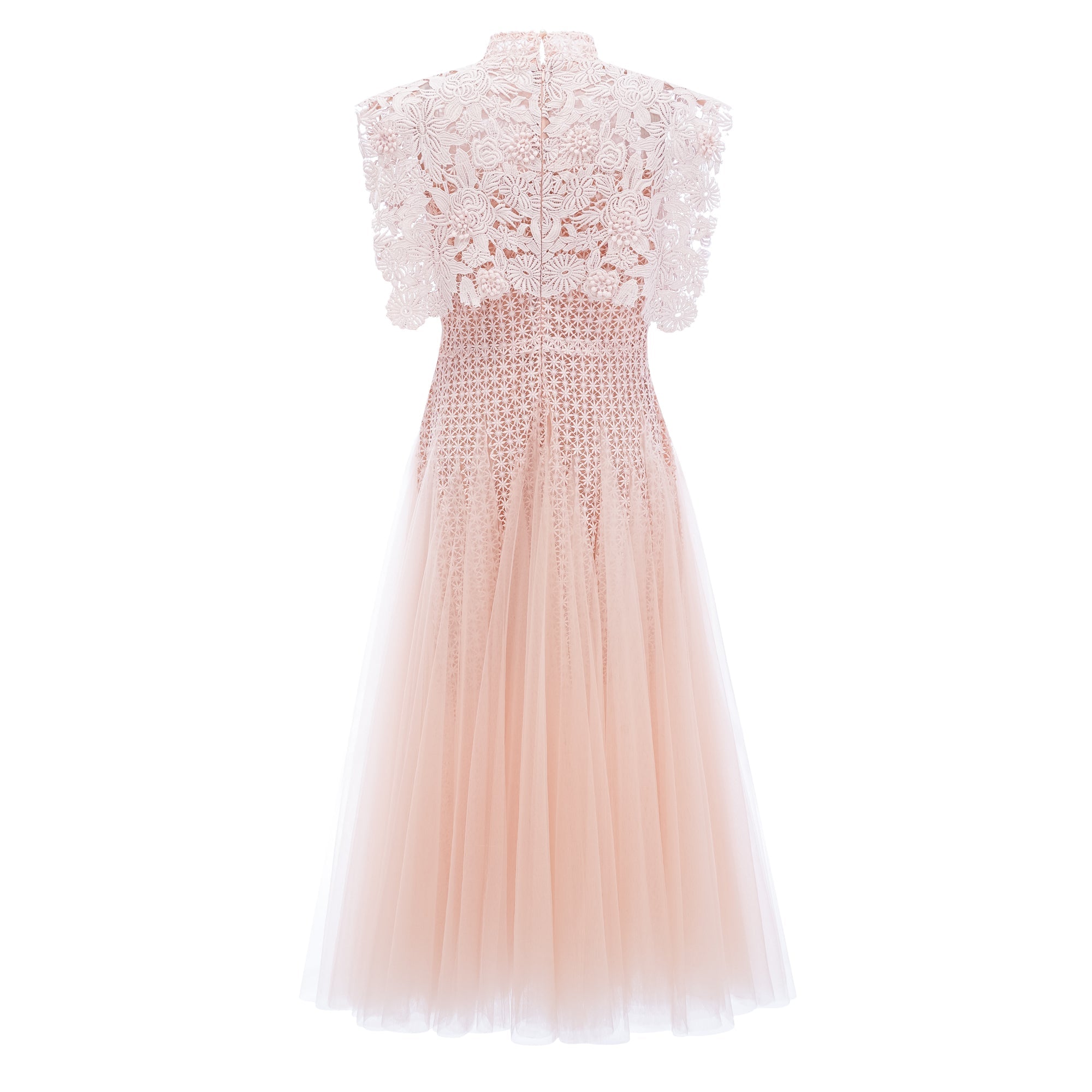 Margaret Light Pink Floral Crochet Midi Dress (Final Sale-US Only)
