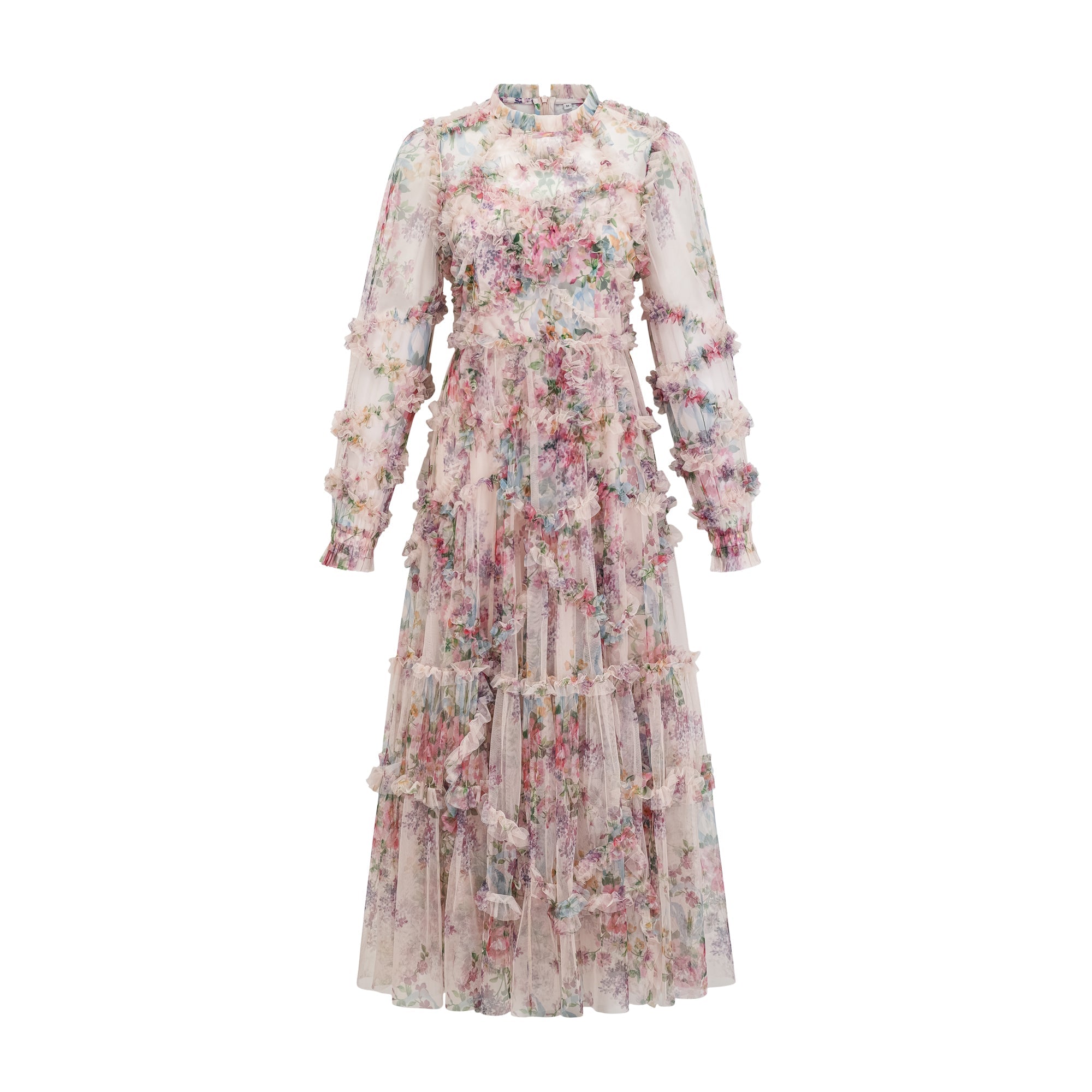 Candice floral ruffled tulle midi dress (Final Sale-US Only)
