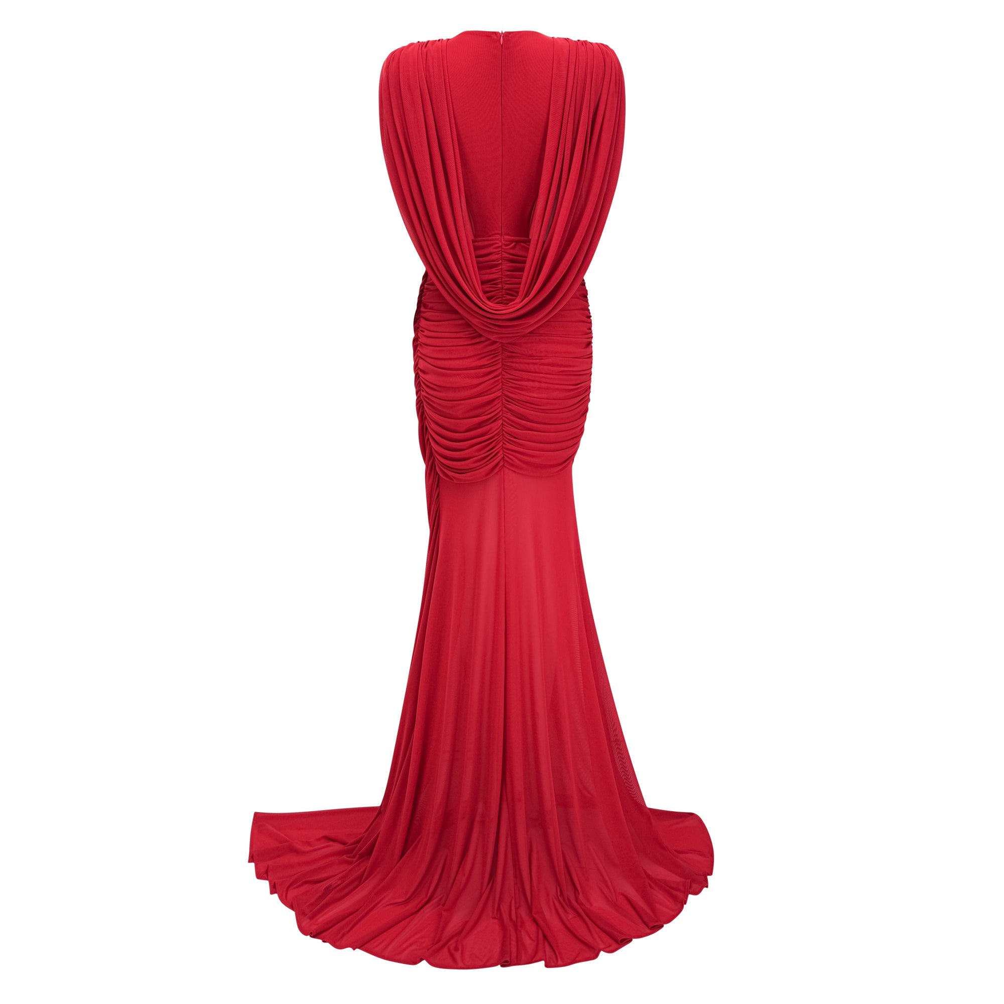 فستان طويل غير متماثل مزين بزخارف من Fíona Red