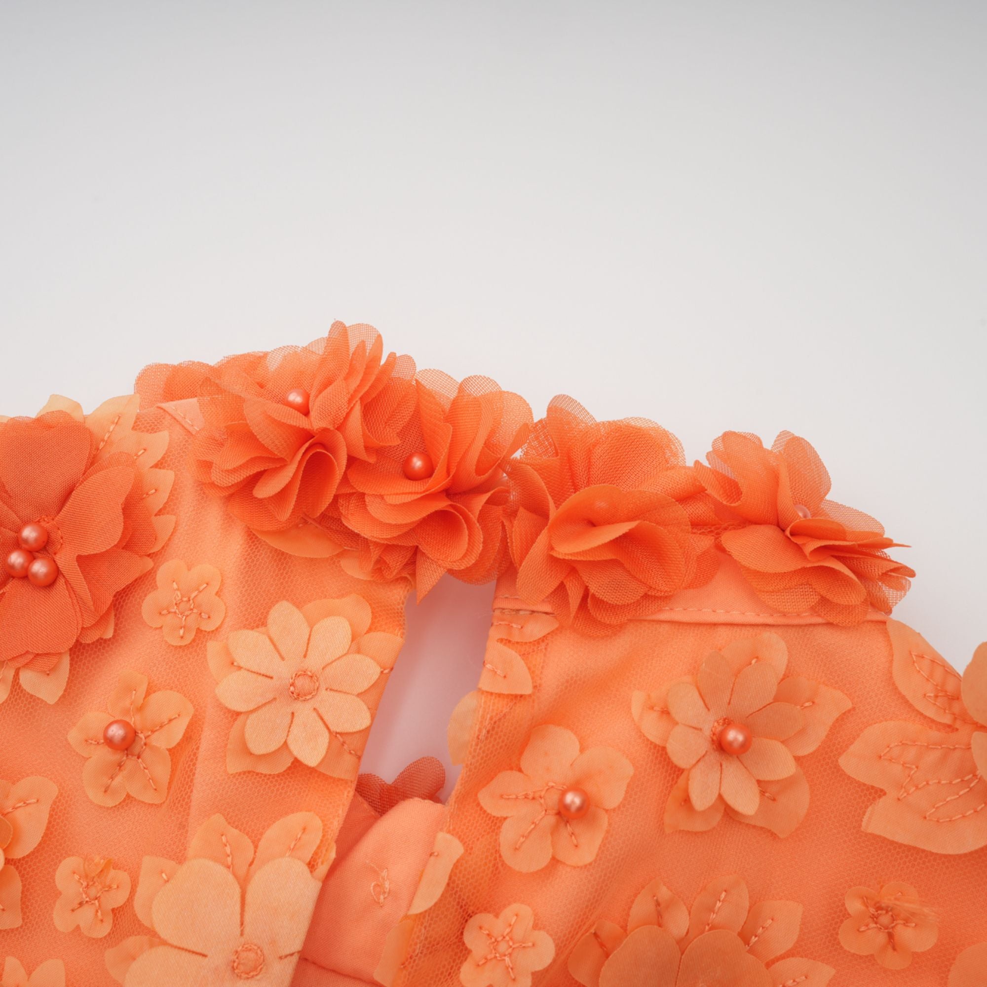 Orphée Orange Faux-Flower Mini Dress
