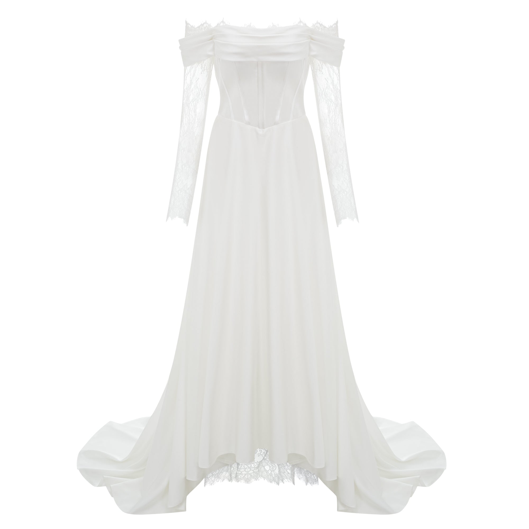 Víctor White Off-Shoulder Lace Panel Maxi Dress (Final Sale-US Only)