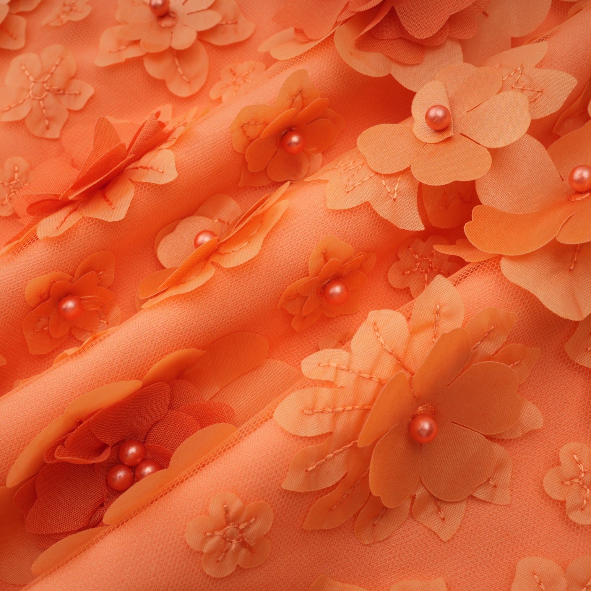 Orphée Orange Faux-Flower Mini Dress