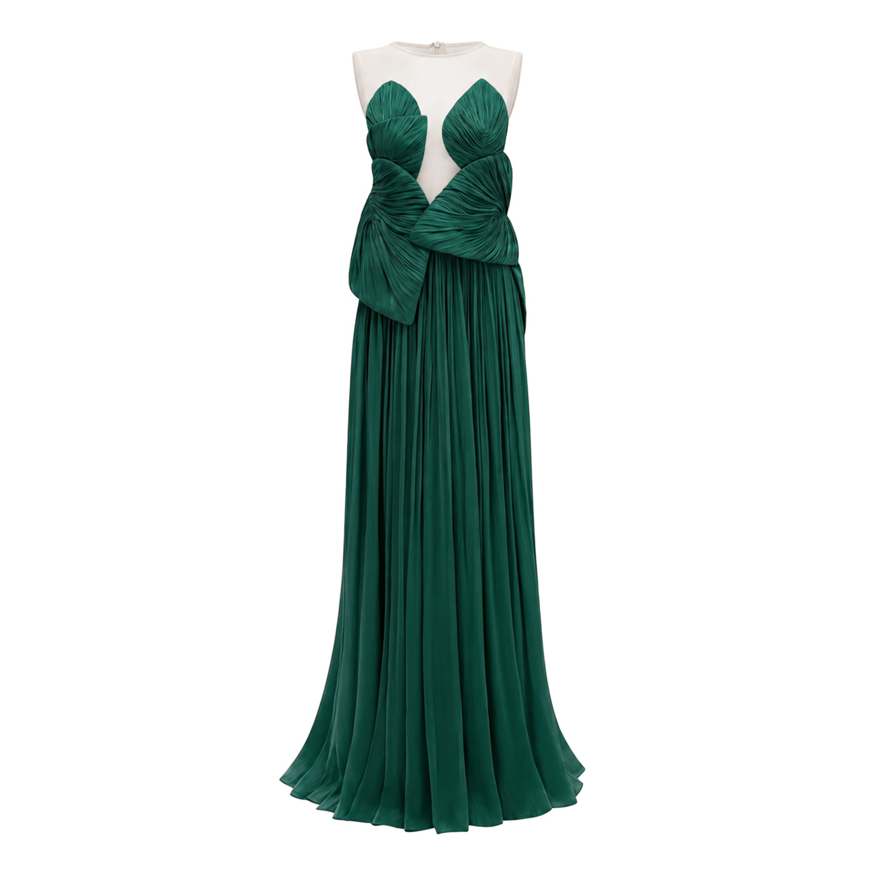 Dalila Green Backless Asymmetrical Ruched Maxi Dress (Final Sale-US Only)