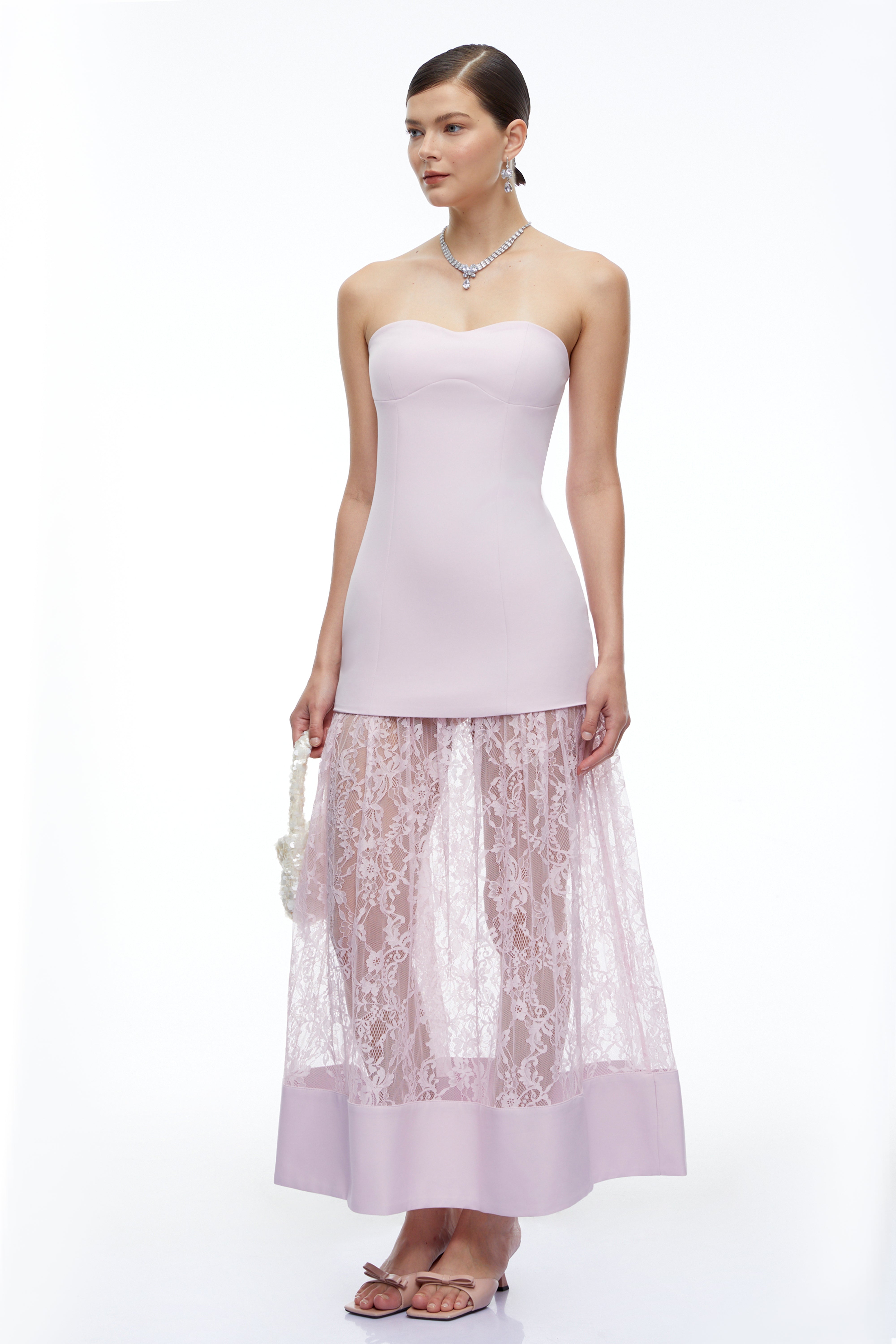 Marta Lilac Strapless Sweetheart Maxi Dress