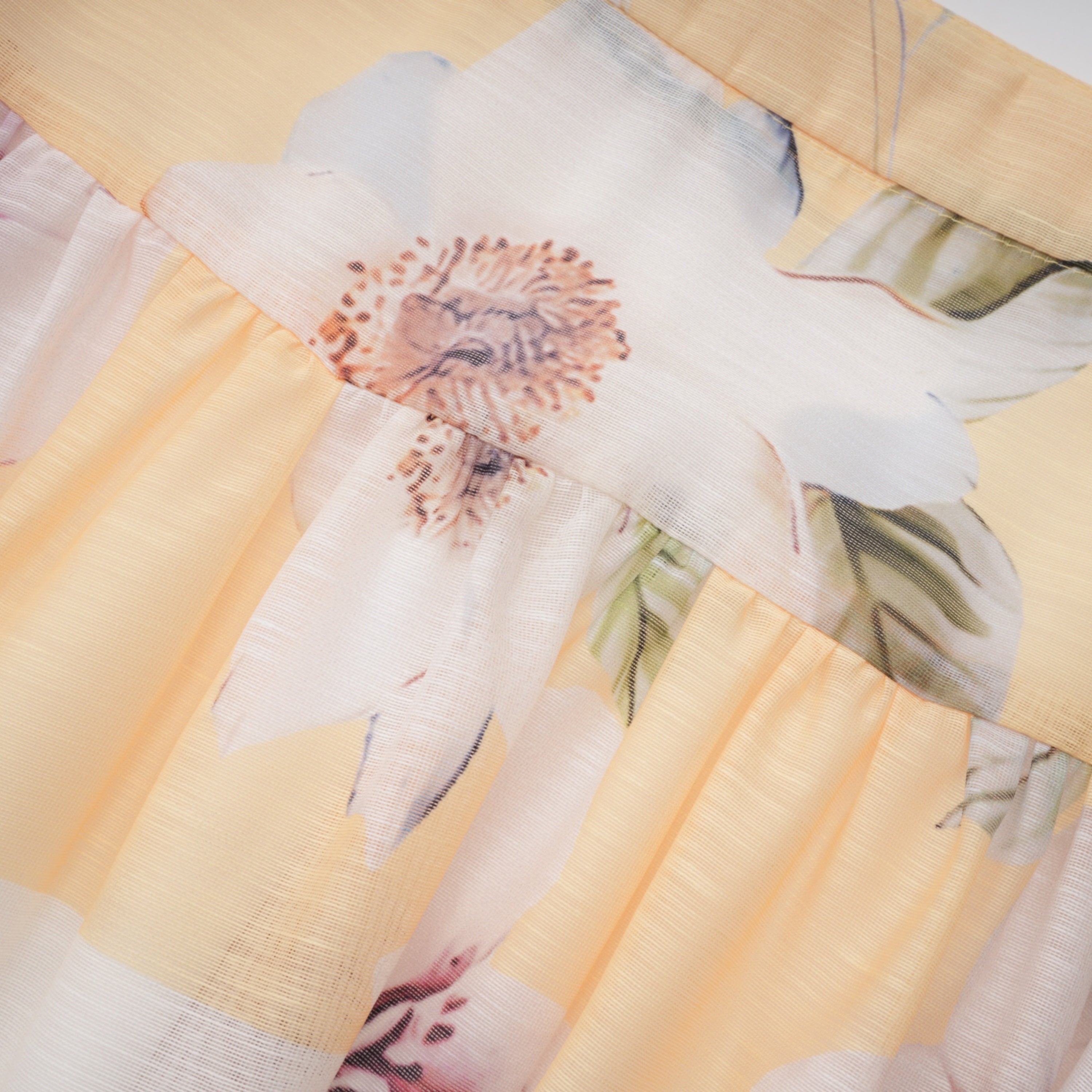 Dilek Yellow Floral Blouse & Asymmetrical Skirt Set